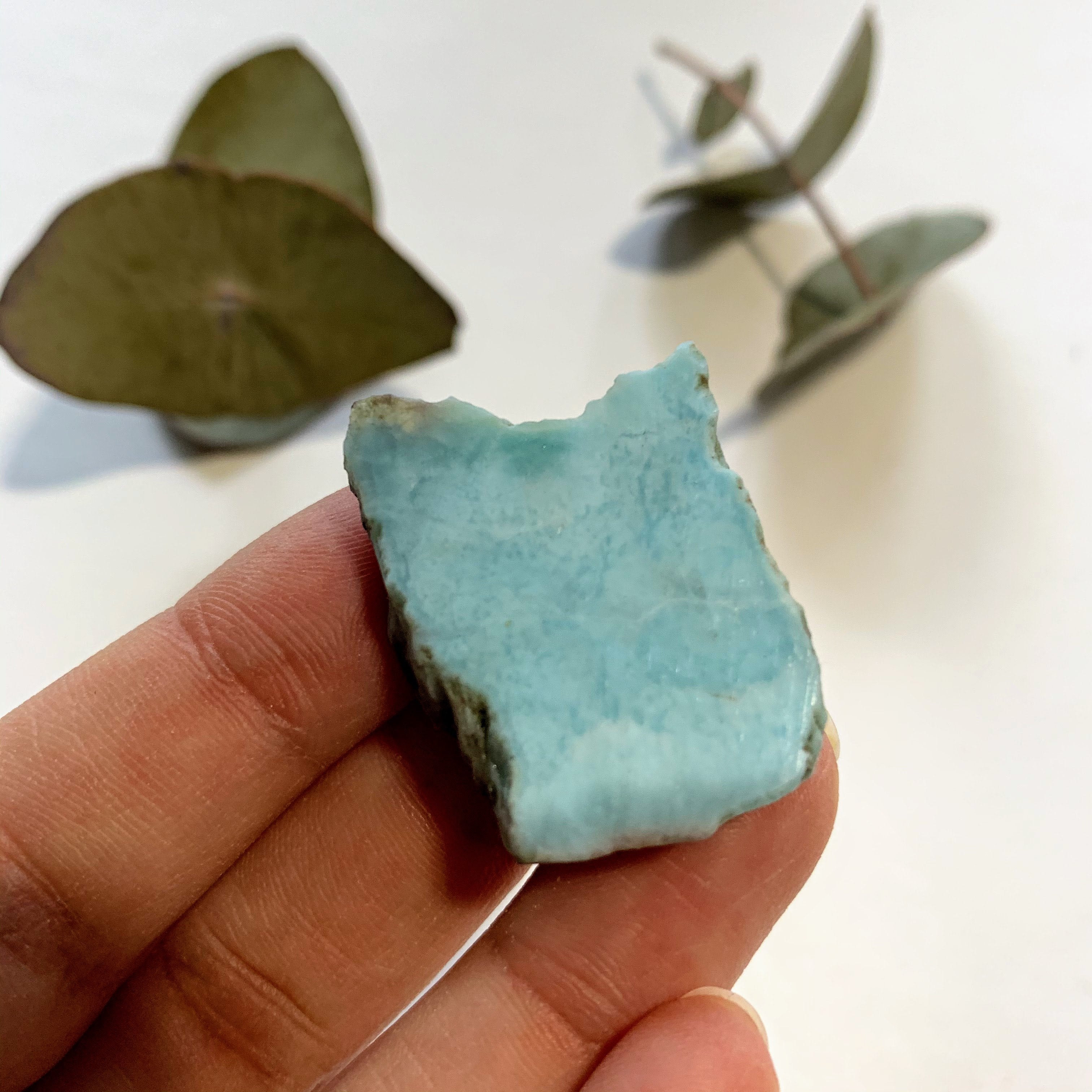 Cute Blue Unpolished Larimar Small Handheld Specimen From The Dominican #1 - Earth Family Crystals