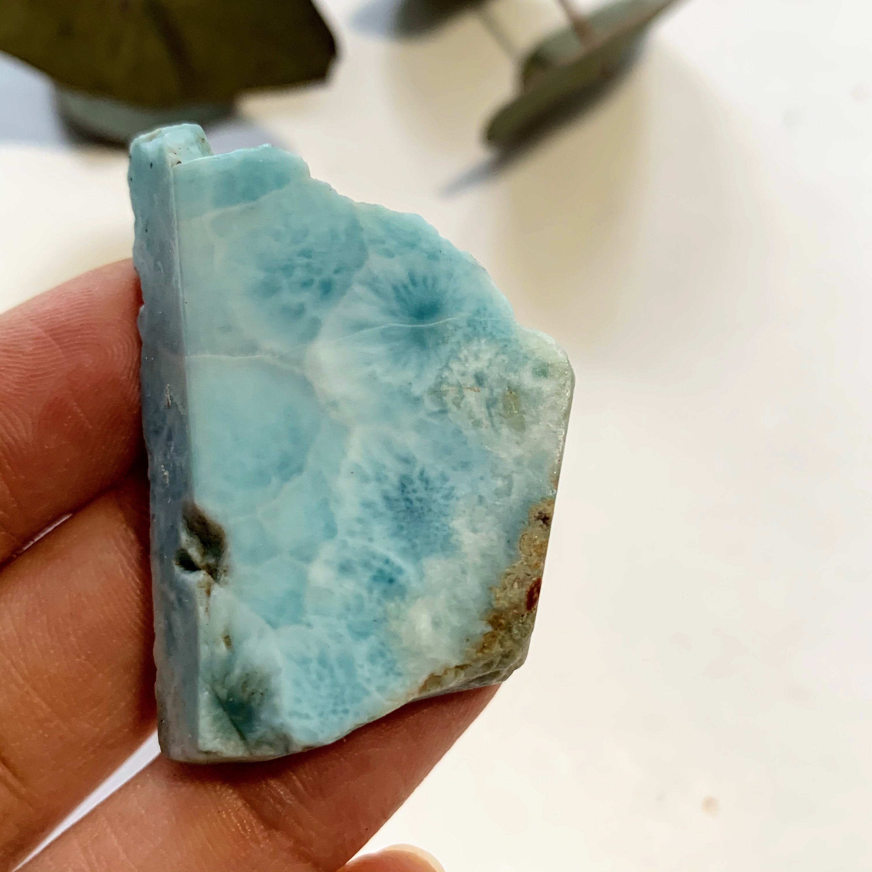 Cute Blue Unpolished Larimar Handheld Specimen From The Dominican #2 - Earth Family Crystals