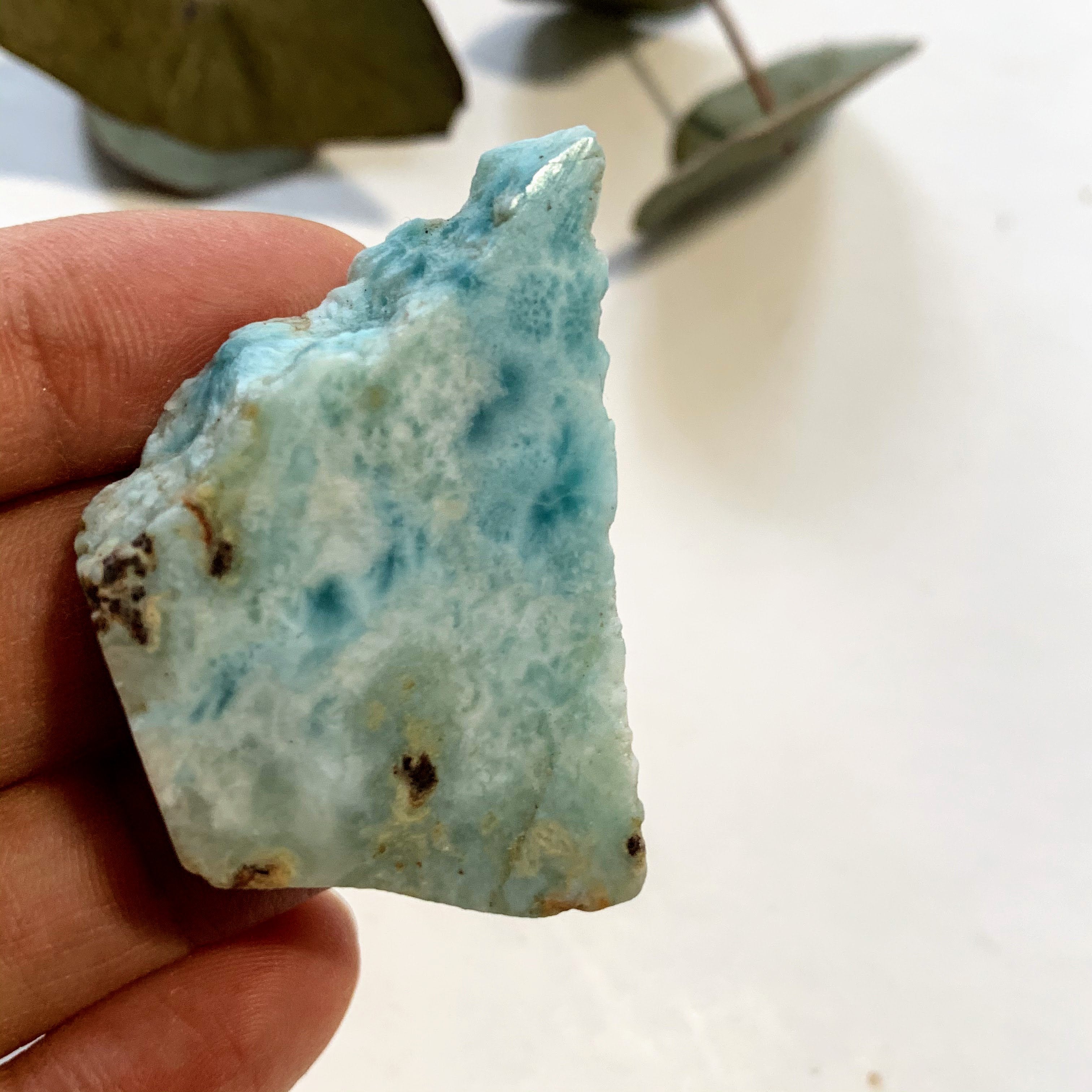 Cute Blue Unpolished Larimar Handheld Specimen From The Dominican #2 - Earth Family Crystals