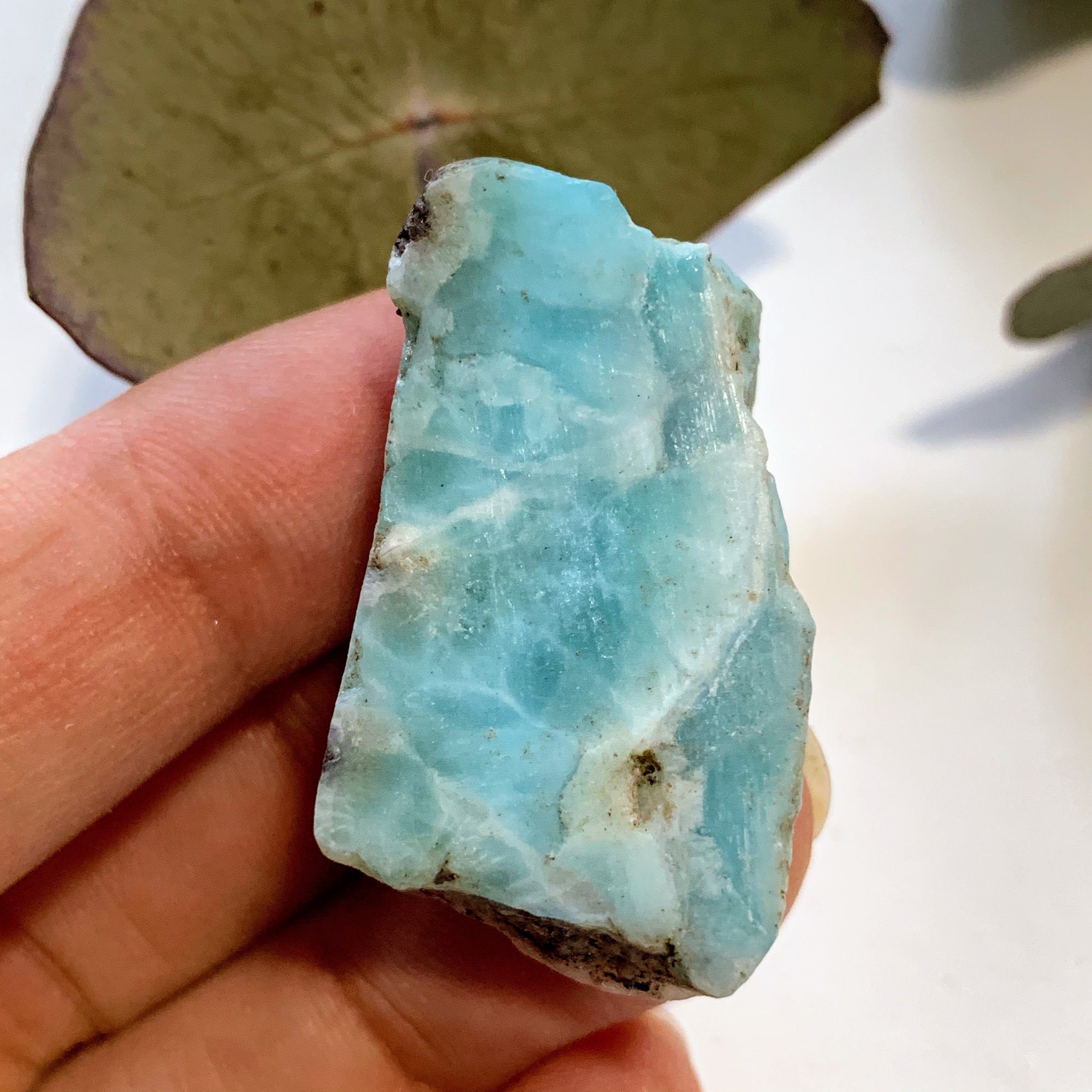 Cute Blue Unpolished Larimar Handheld Small Specimen From The Dominican #3 - Earth Family Crystals