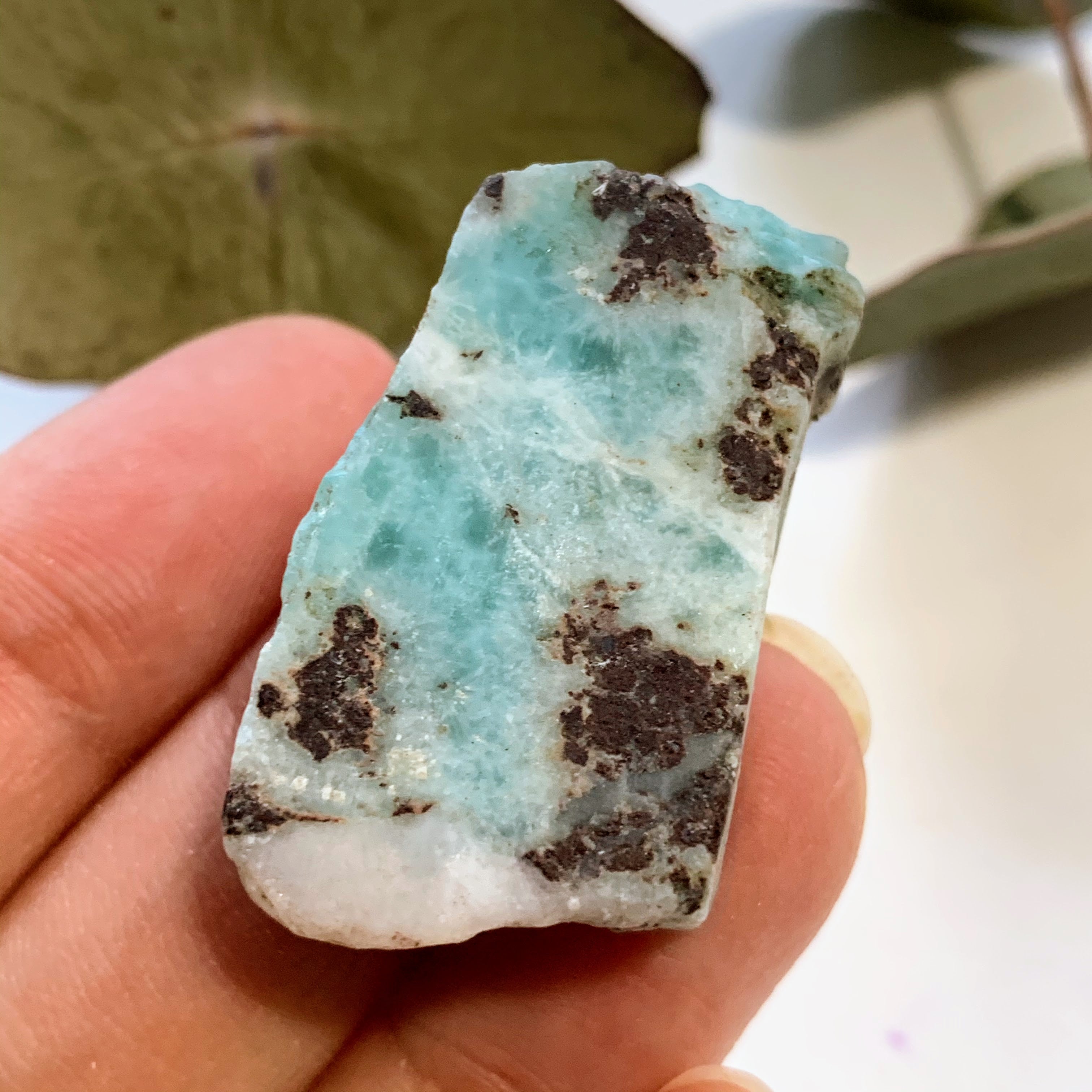 Cute Blue Unpolished Larimar Handheld Small Specimen From The Dominican #3 - Earth Family Crystals