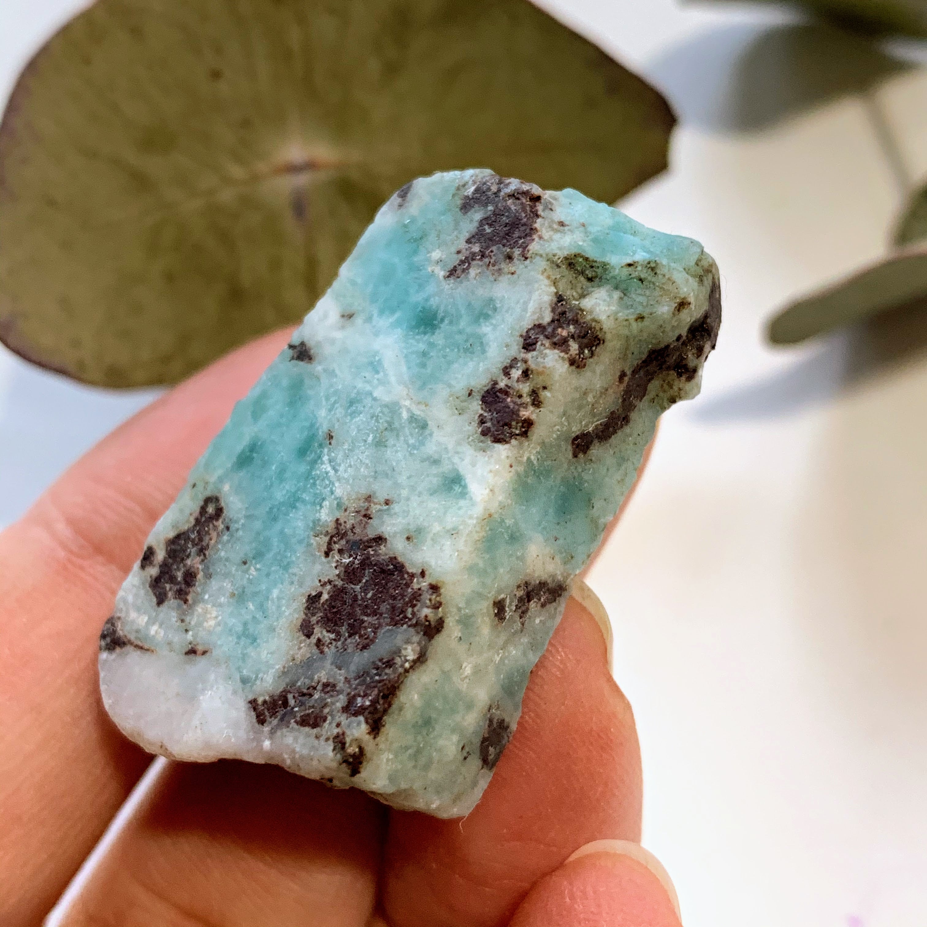 Cute Blue Unpolished Larimar Handheld Small Specimen From The Dominican #3 - Earth Family Crystals