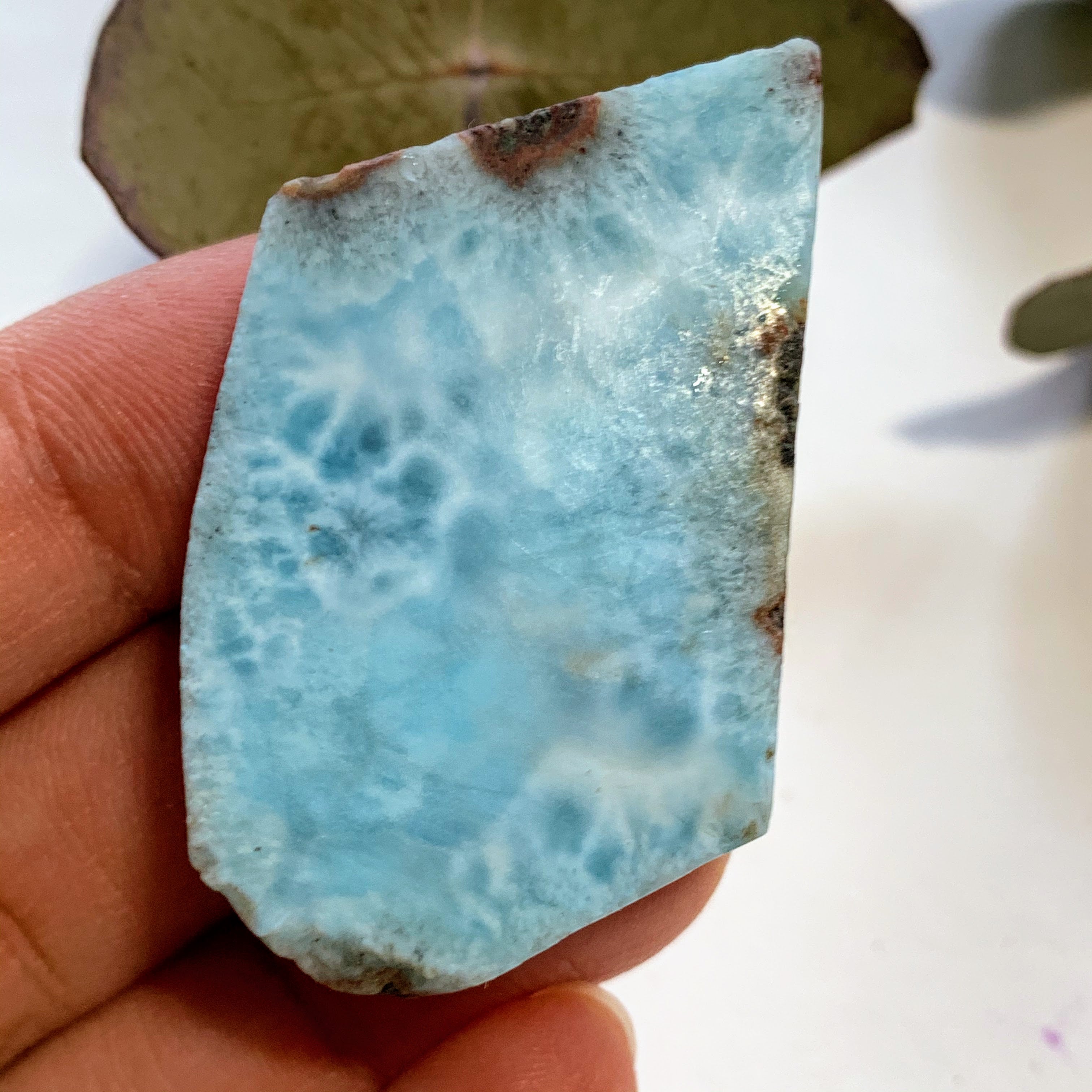 Cute Blue Unpolished Larimar Handheld Specimen From The Dominican #4 - Earth Family Crystals
