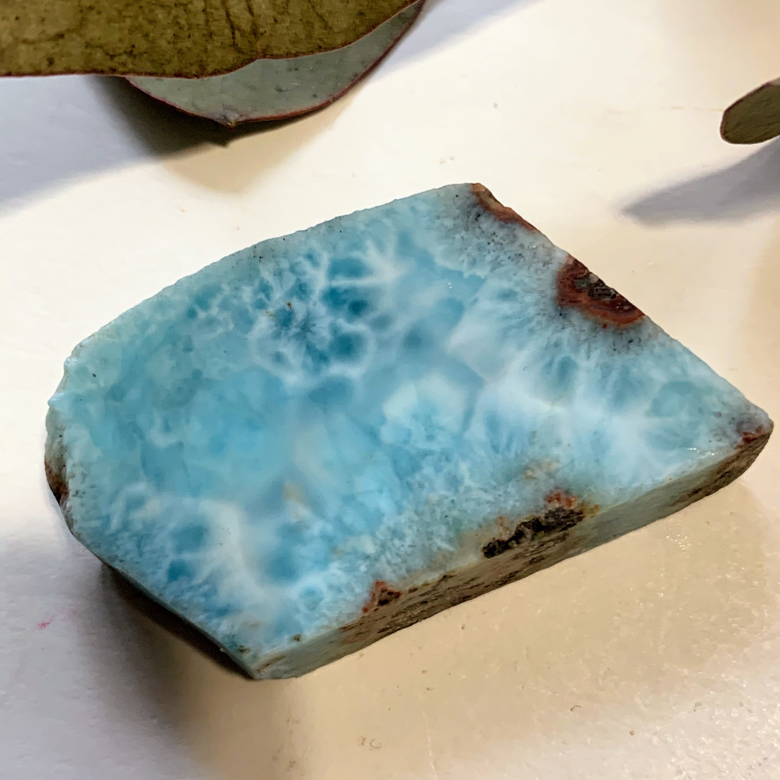 Cute Blue Unpolished Larimar Handheld Specimen From The Dominican #4 - Earth Family Crystals
