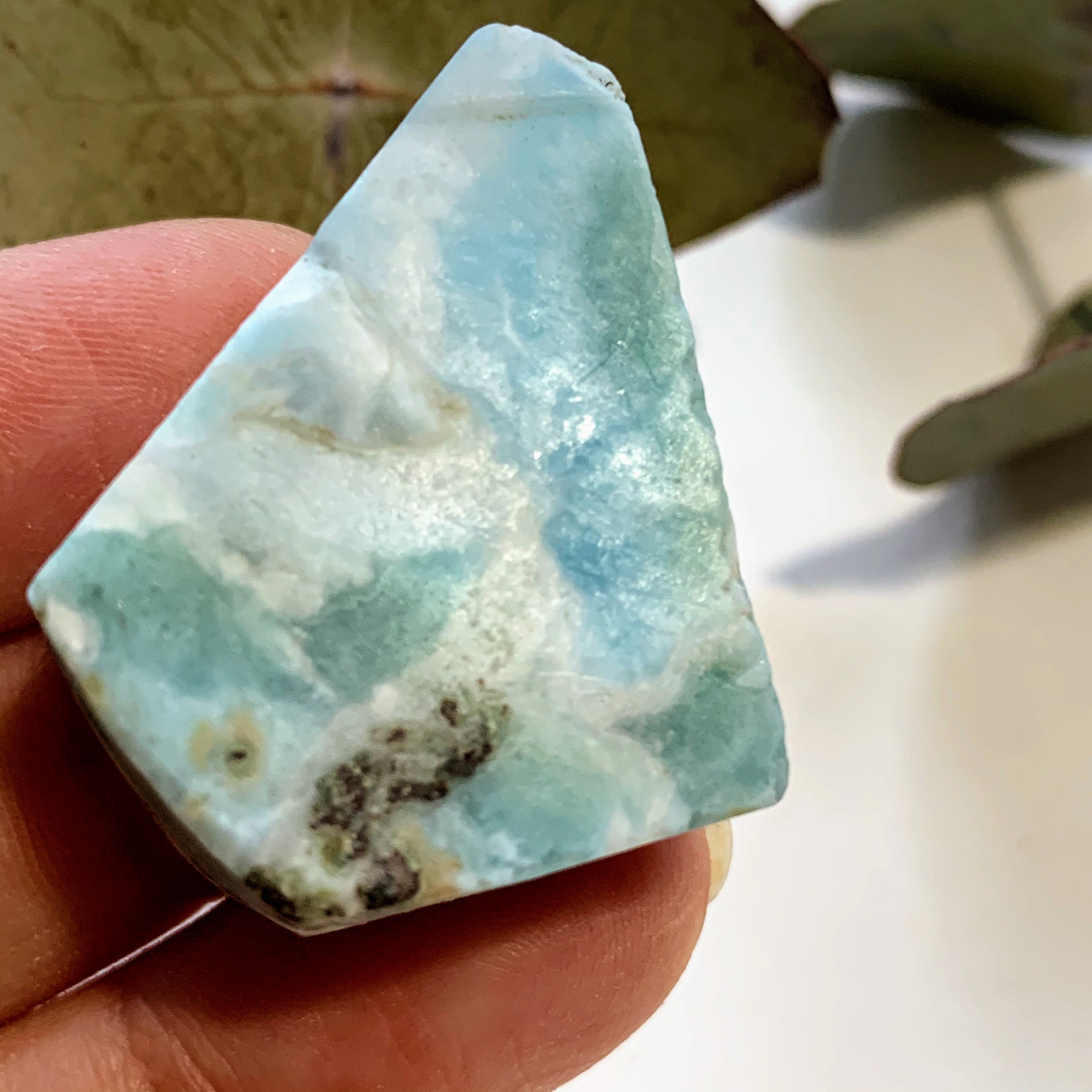 Cute Blue Unpolished Larimar Handheld Small Specimen From The Dominican #5 - Earth Family Crystals
