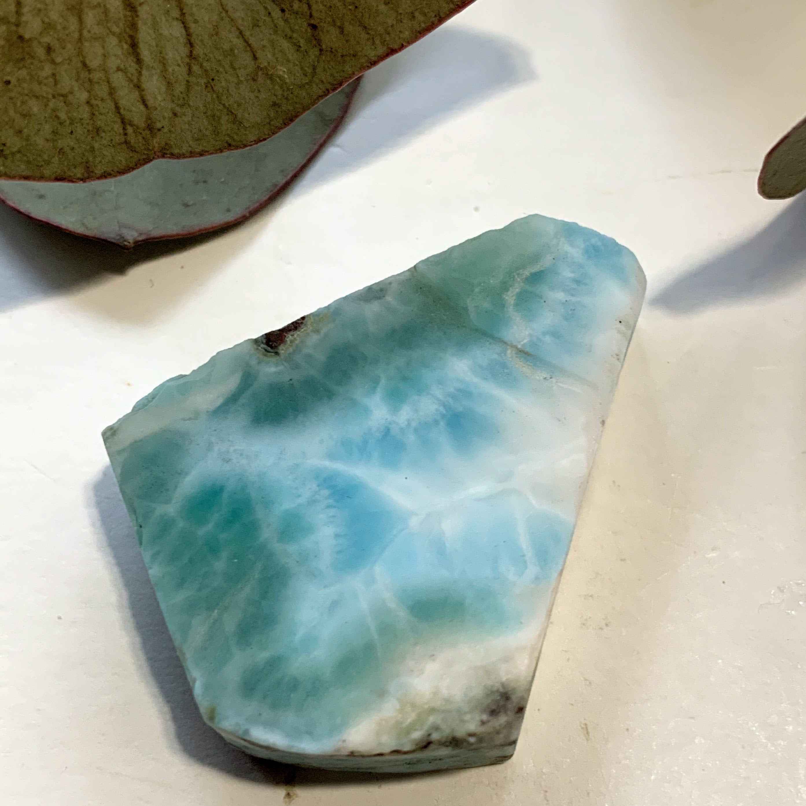 Cute Blue Unpolished Larimar Handheld Small Specimen From The Dominican #5 - Earth Family Crystals