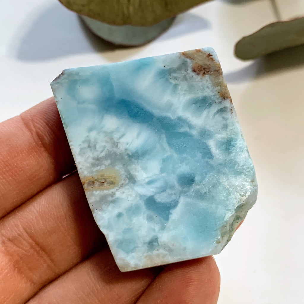 Ocean Blue Unpolished Larimar Handheld Specimen From The Dominican #6 - Earth Family Crystals