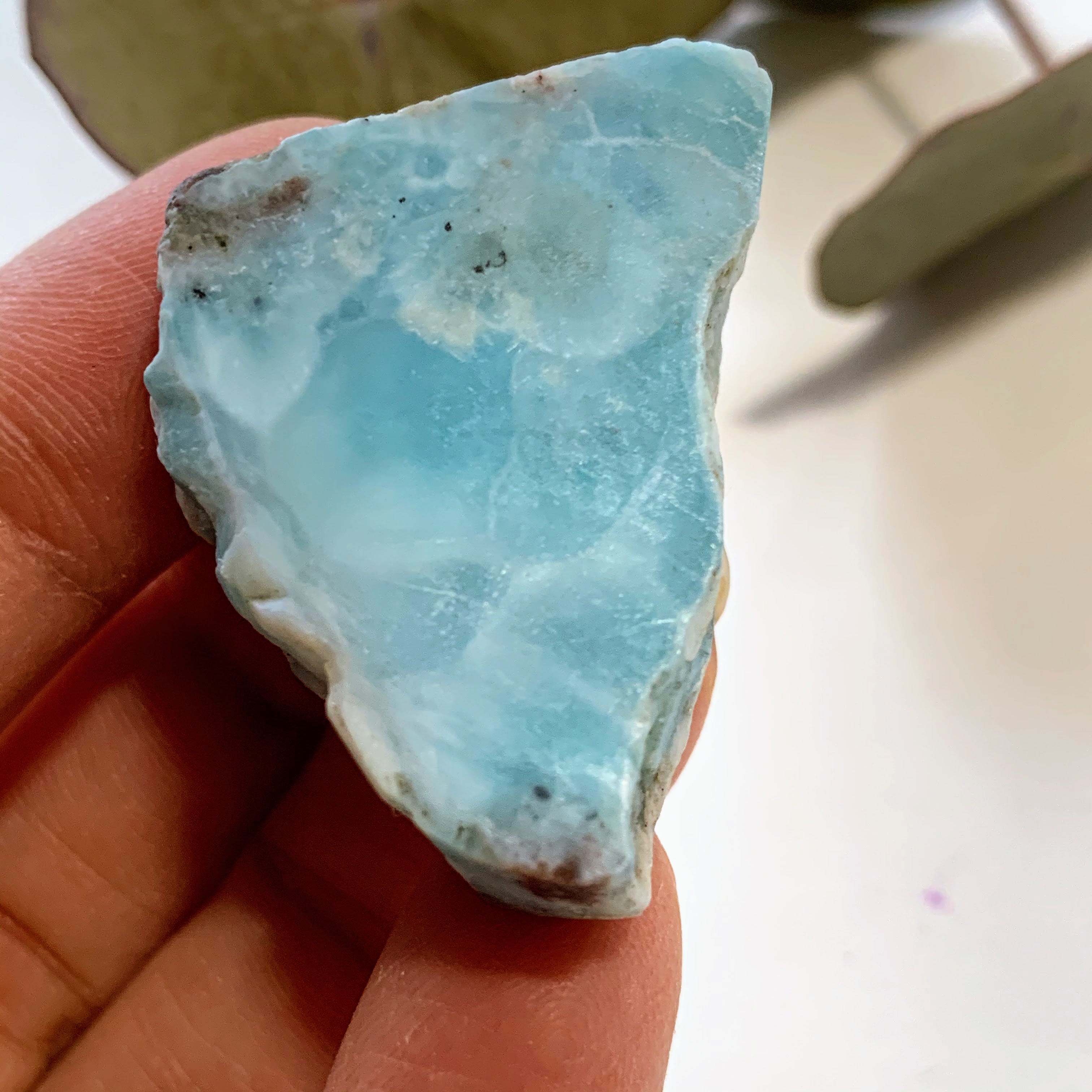 Cute Unpolished Larimar Handheld Small Specimen From The Dominican #7 - Earth Family Crystals