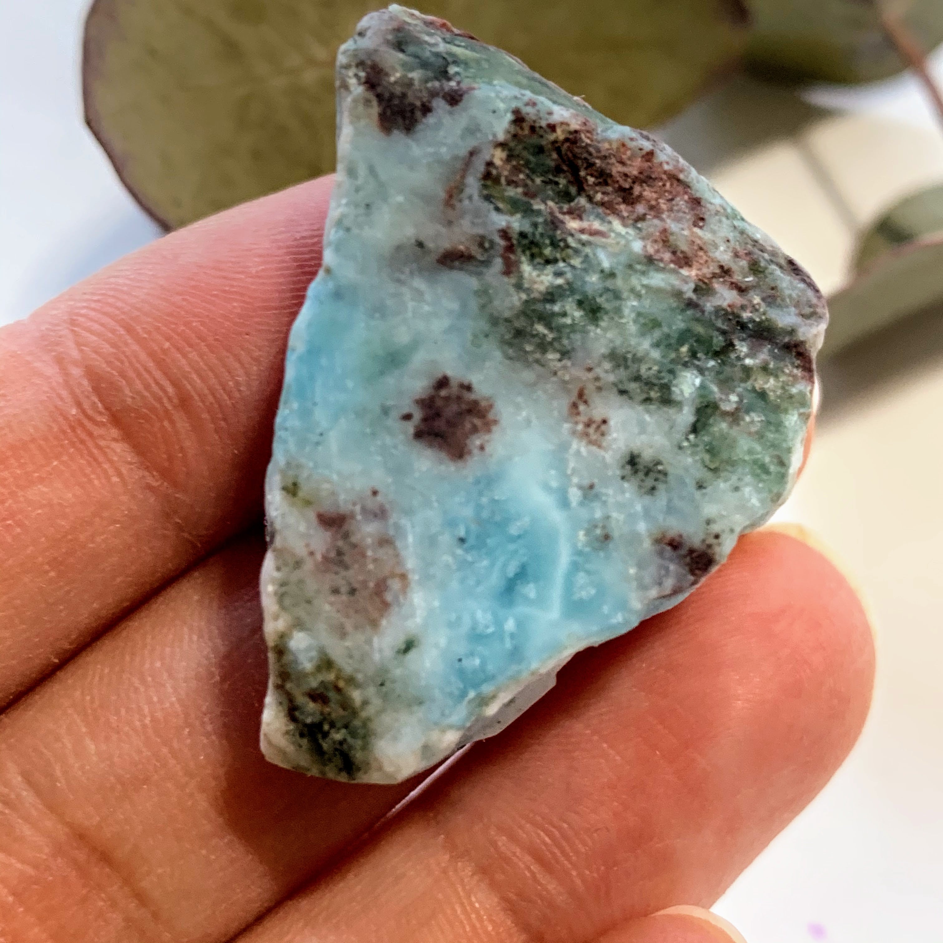 Cute Unpolished Larimar Handheld Small Specimen From The Dominican #7 - Earth Family Crystals