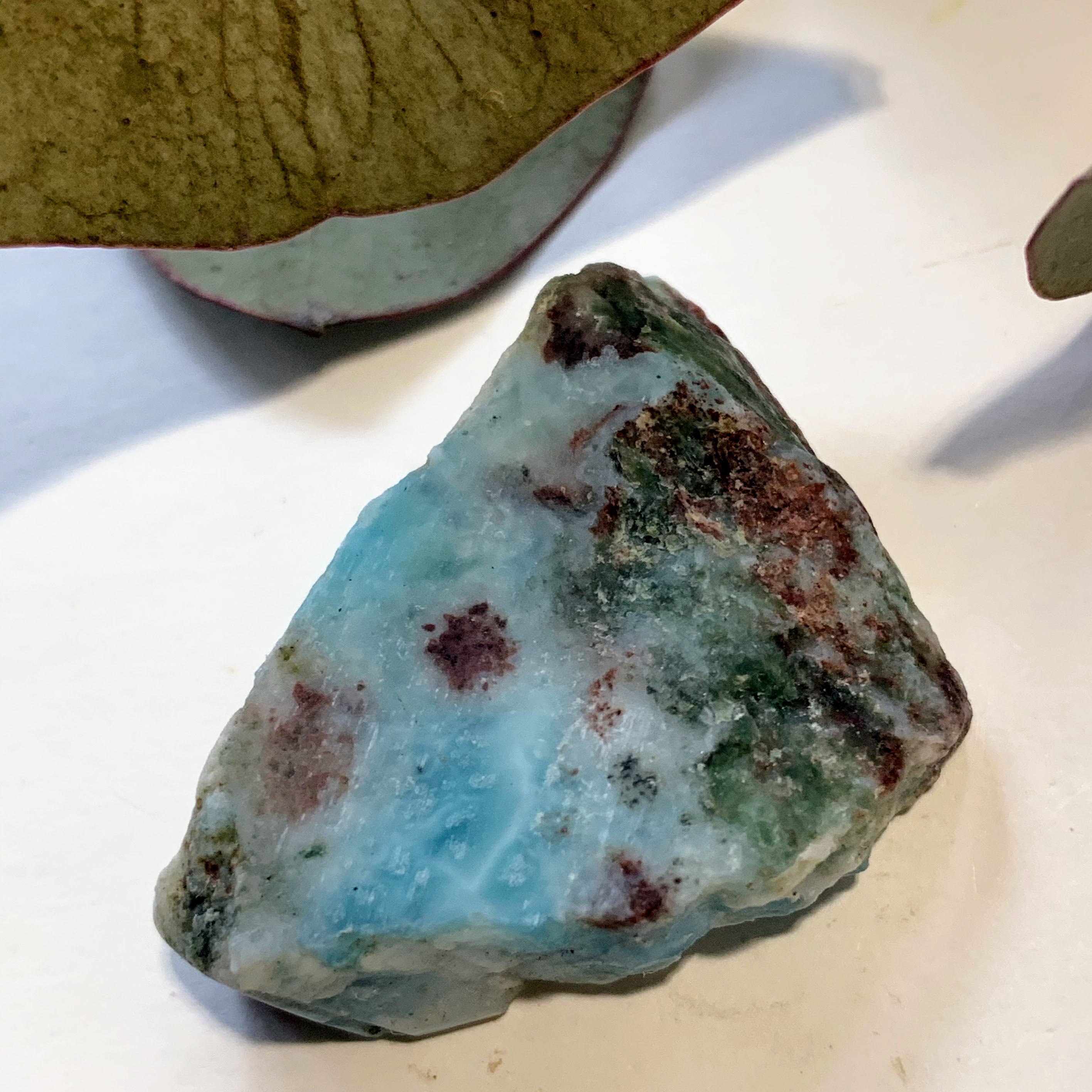 Cute Unpolished Larimar Handheld Small Specimen From The Dominican #7 - Earth Family Crystals