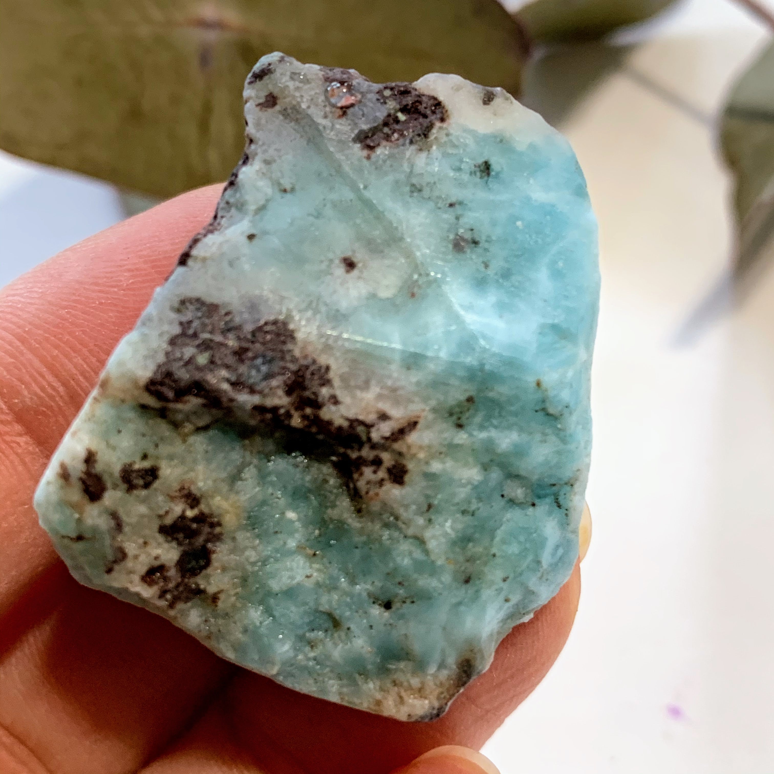 Cute Unpolished Larimar Handheld Small Specimen From The Dominican #10 - Earth Family Crystals