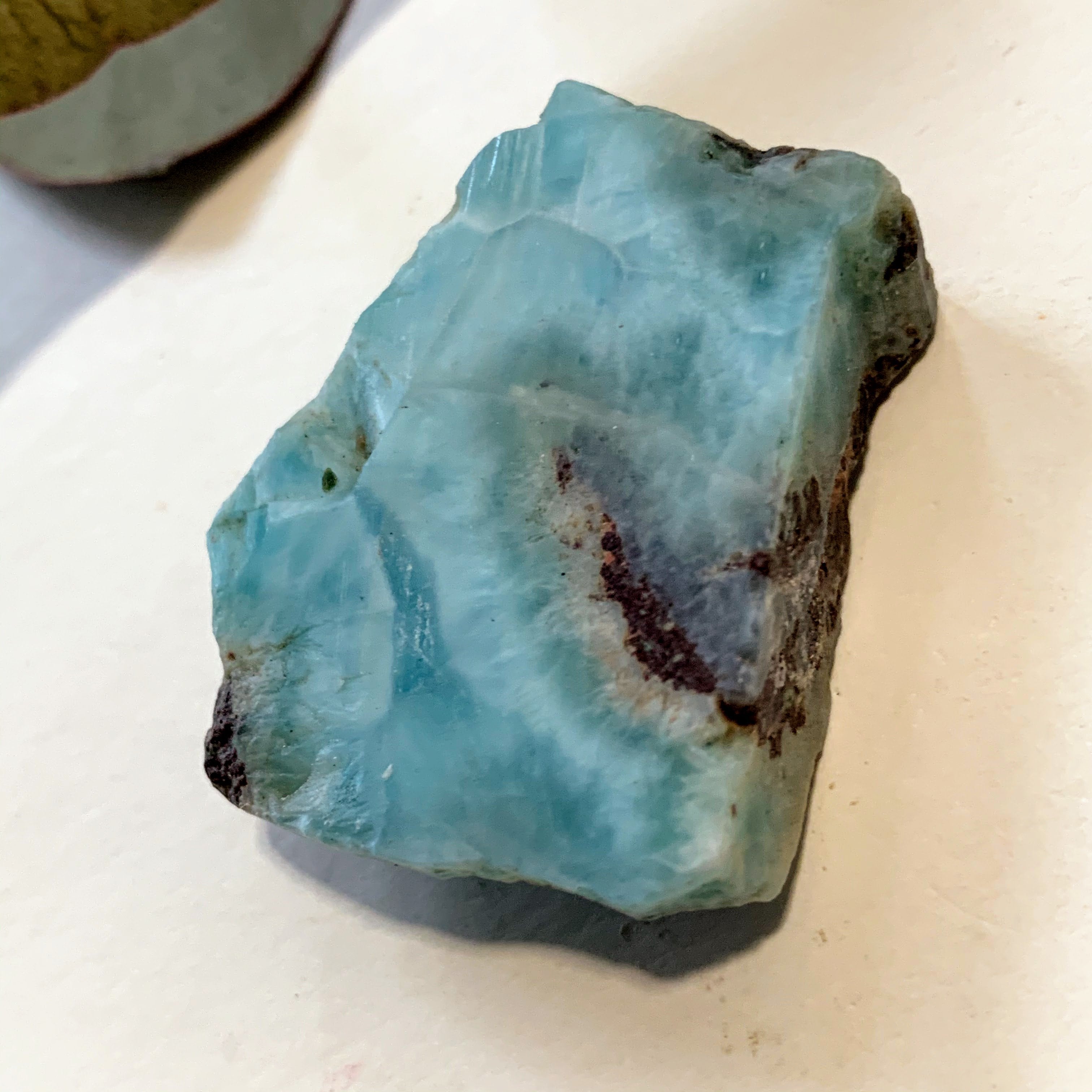 Cute Unpolished Larimar Handheld Small Specimen From The Dominican #10 - Earth Family Crystals