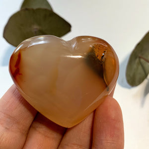 Pretty Colors & Druzy Cave Carnelian Hand Held Small Heart From Madagascar