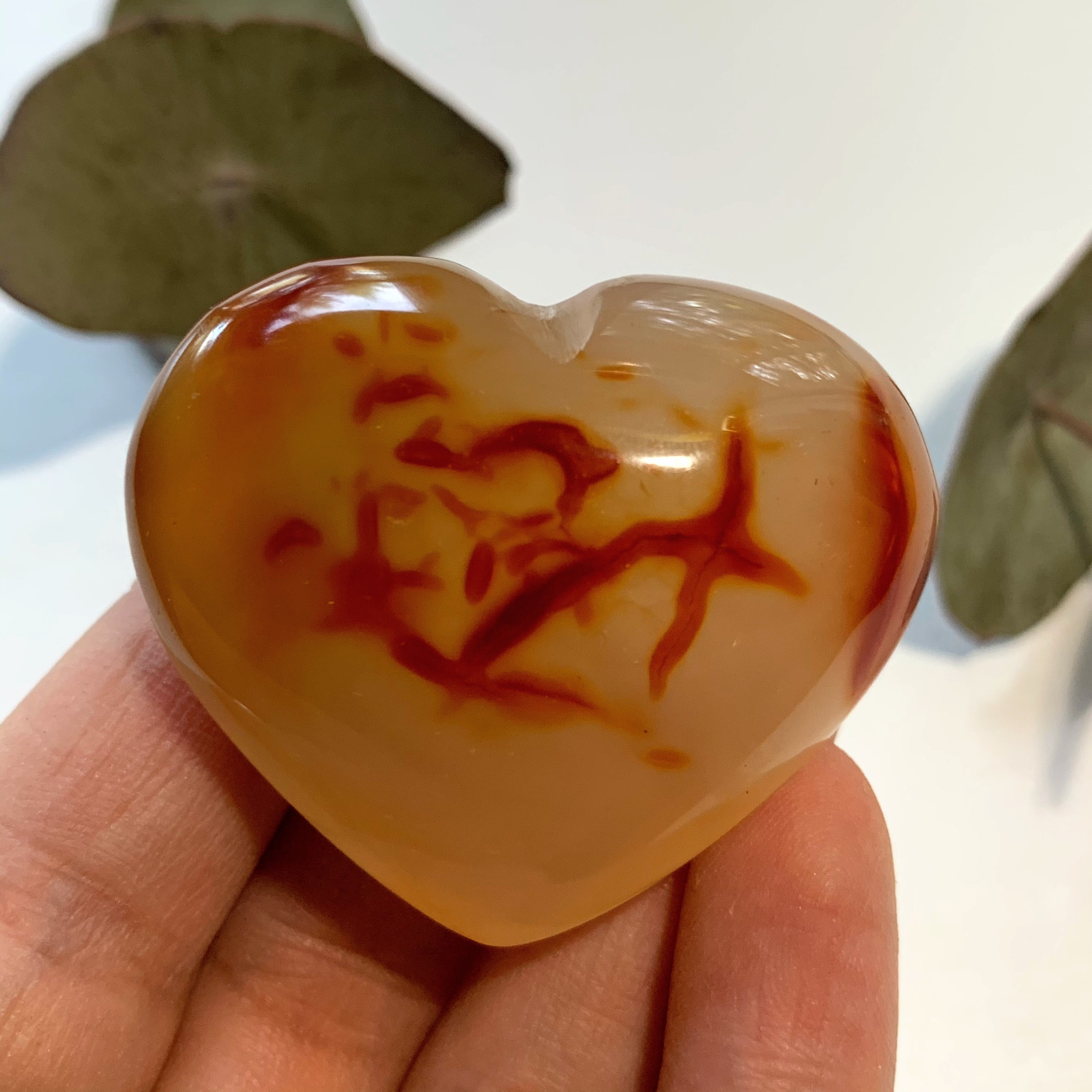 Pretty Colors & Druzy Cave Carnelian Hand Held Small Heart From Madagascar