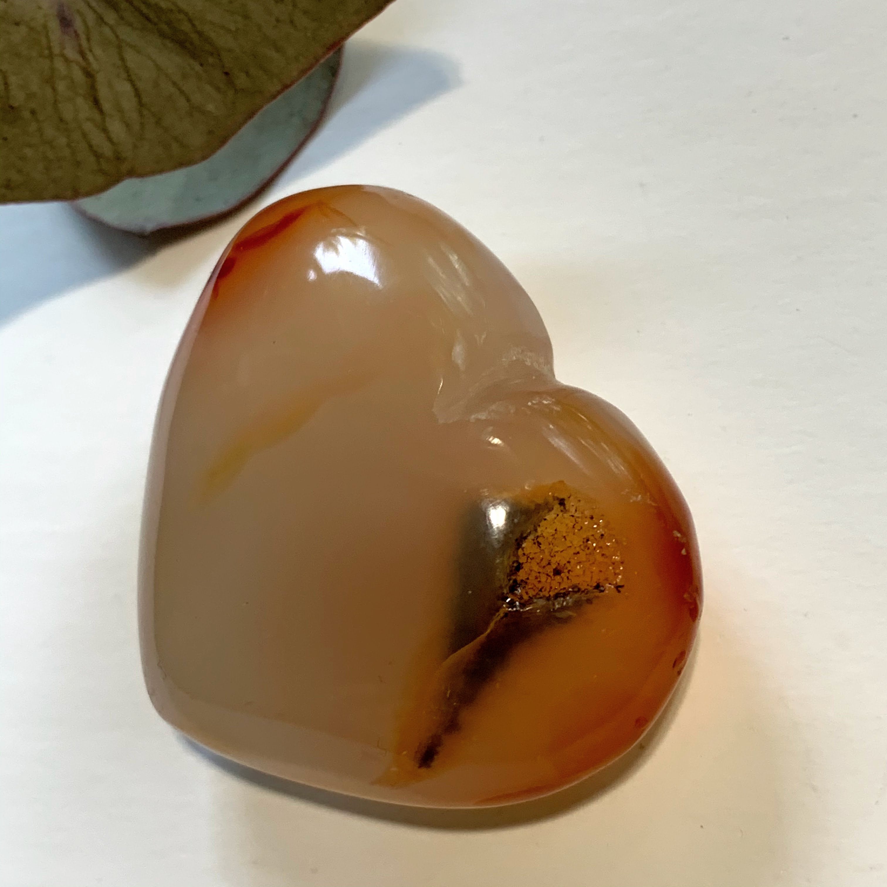 Pretty Colors & Druzy Cave Carnelian Hand Held Small Heart From Madagascar