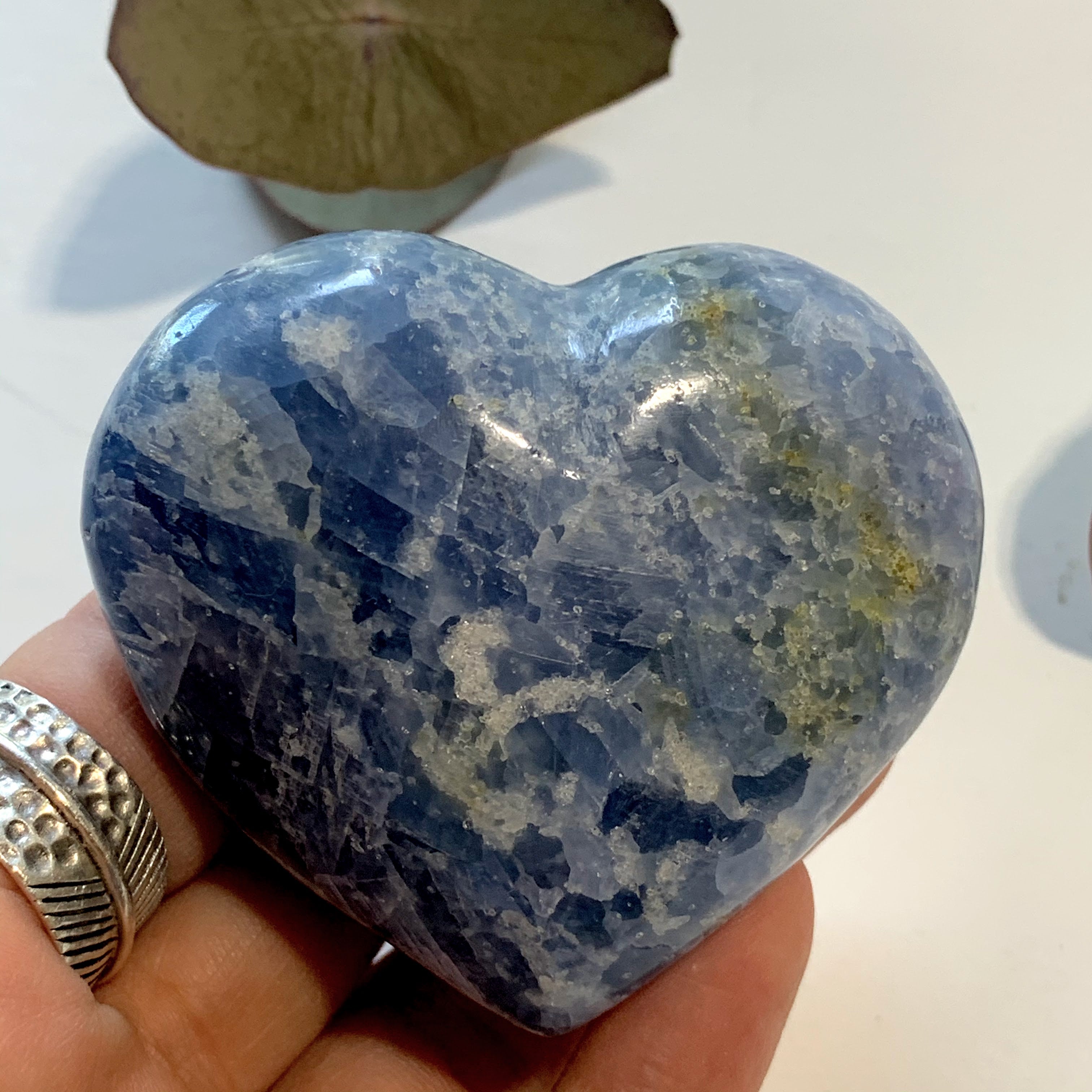 Pretty Blue Calcite Love Heart From Madagascar
