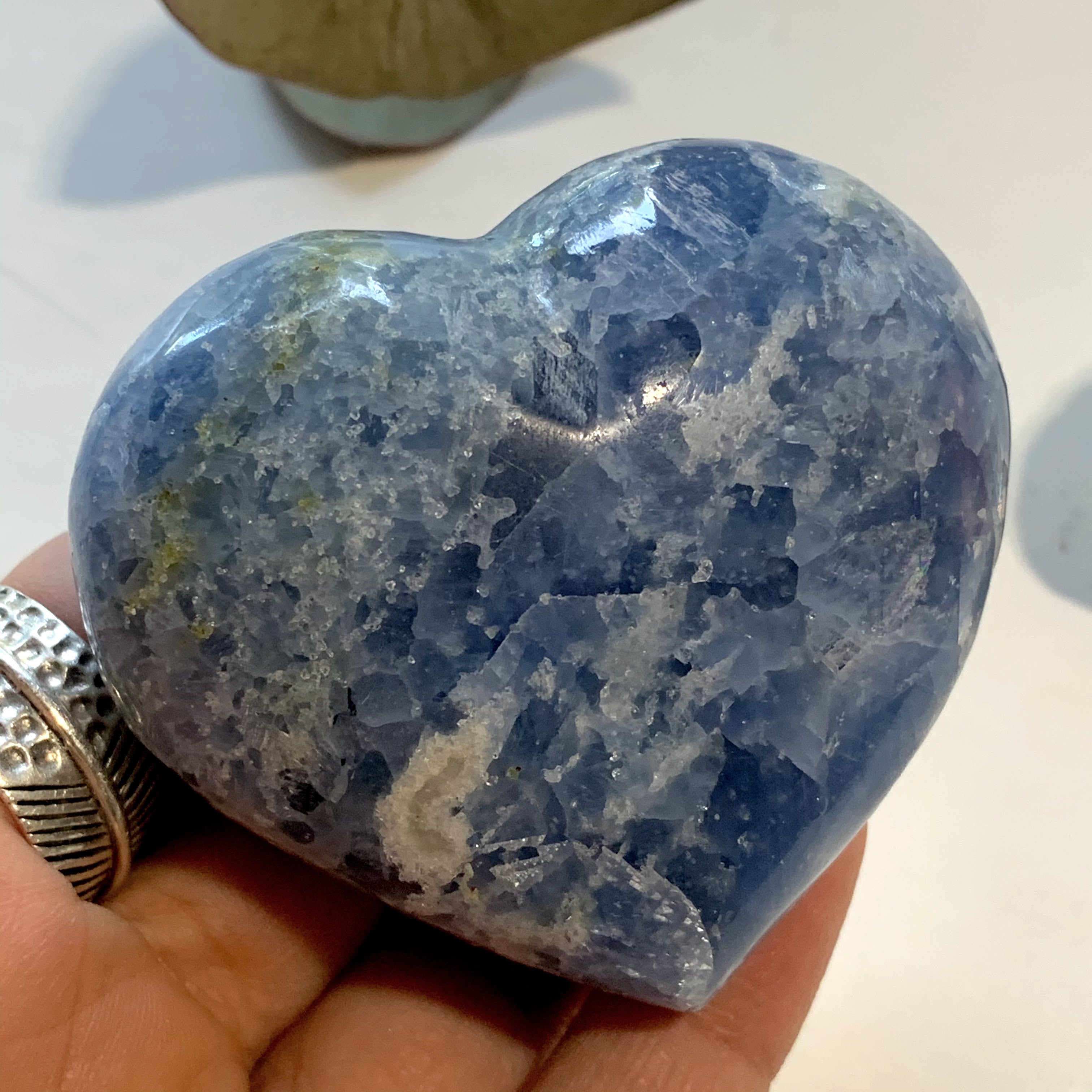 Pretty Blue Calcite Love Heart From Madagascar