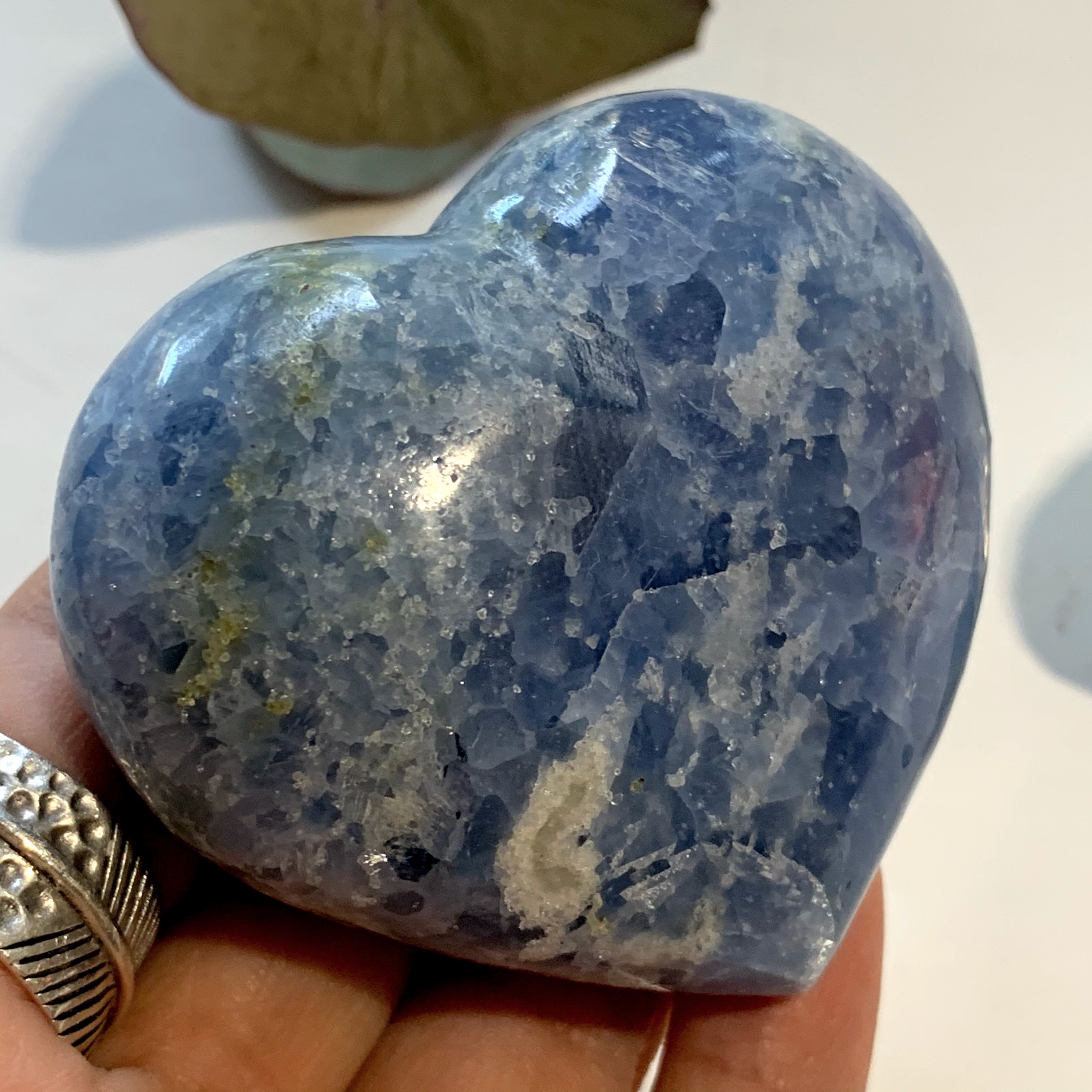 Pretty Blue Calcite Love Heart From Madagascar