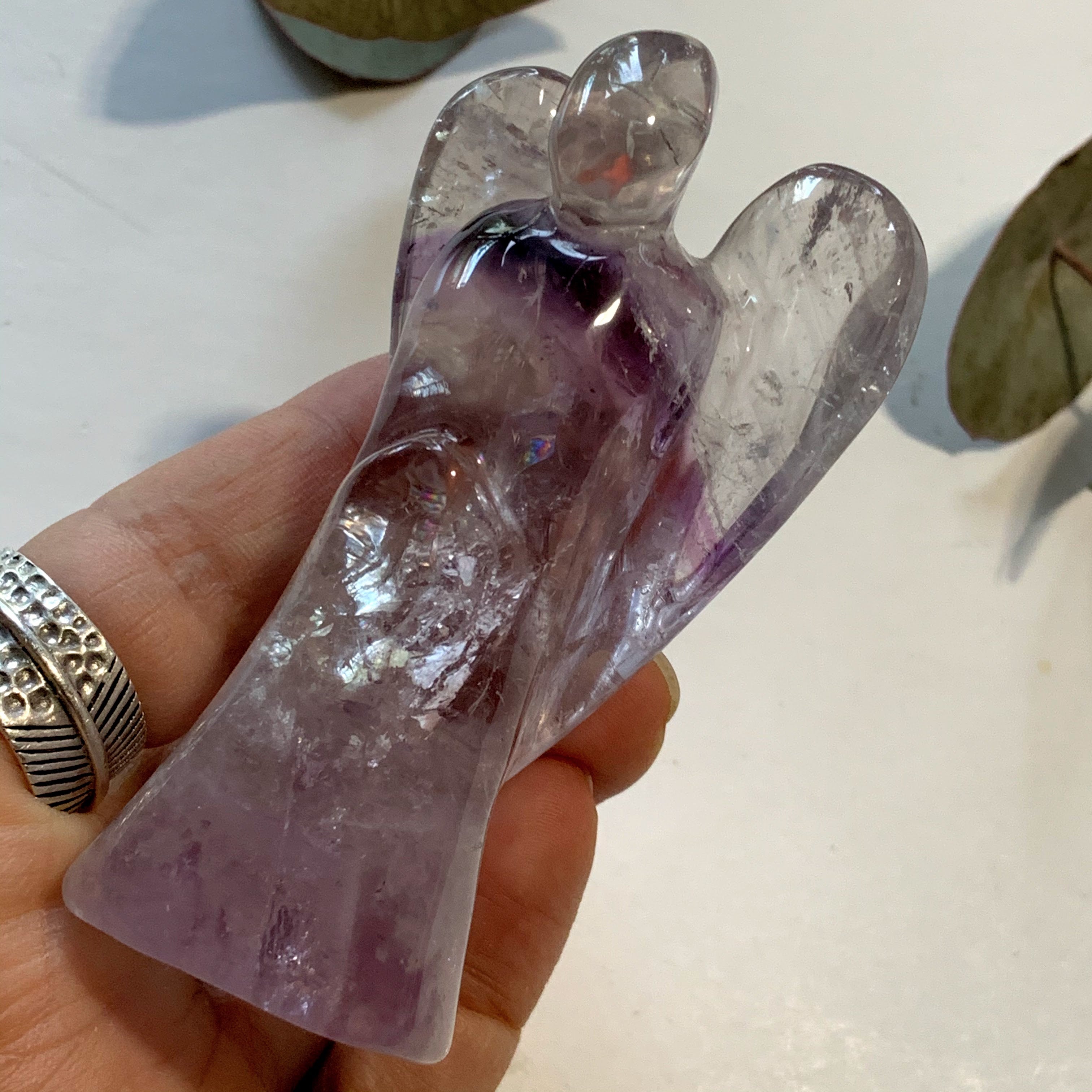 Brilliant Optical Purple Amethyst Angel Carving ~ Locality Brazil - Earth Family Crystals