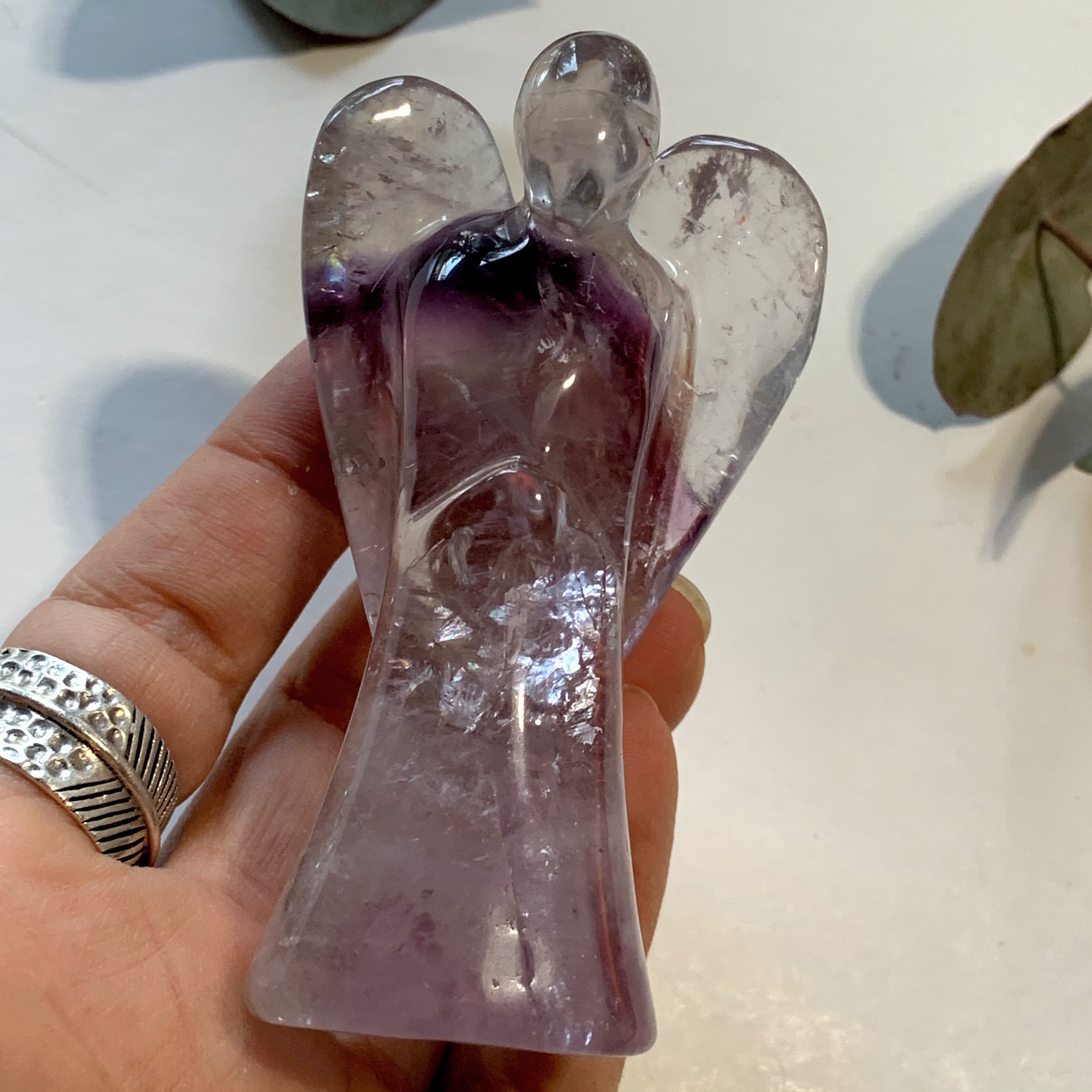 Brilliant Optical Purple Amethyst Angel Carving ~ Locality Brazil - Earth Family Crystals