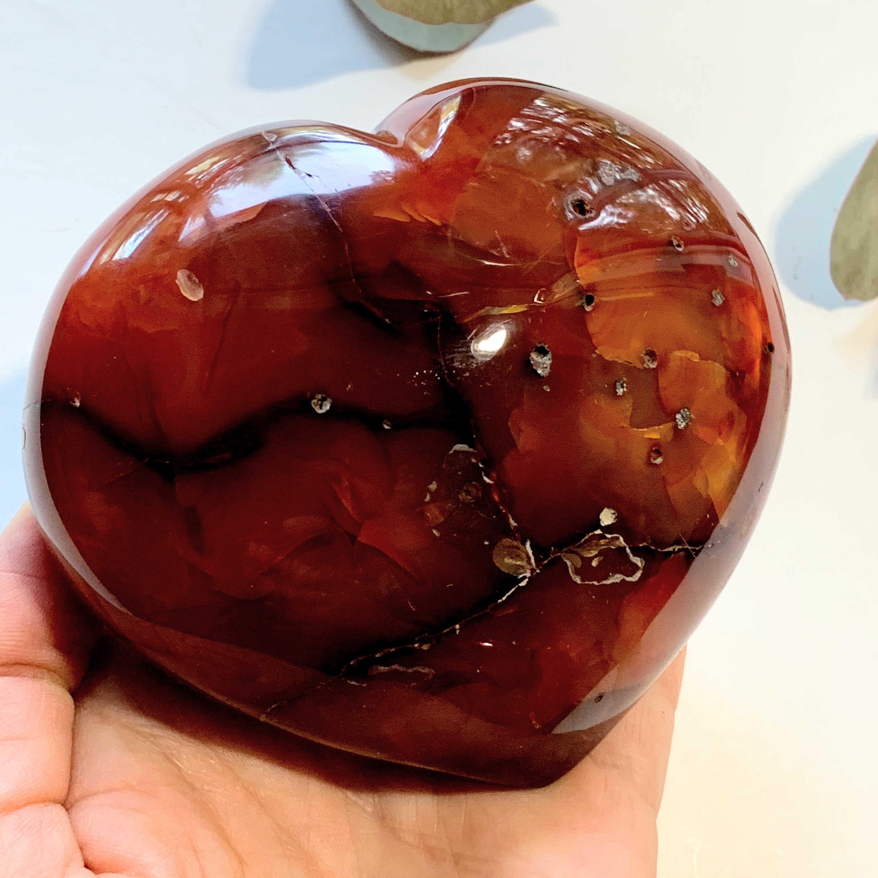 Chunky Fire Red/Orange Carnelian Large Heart Carving From Madagascar - Earth Family Crystals