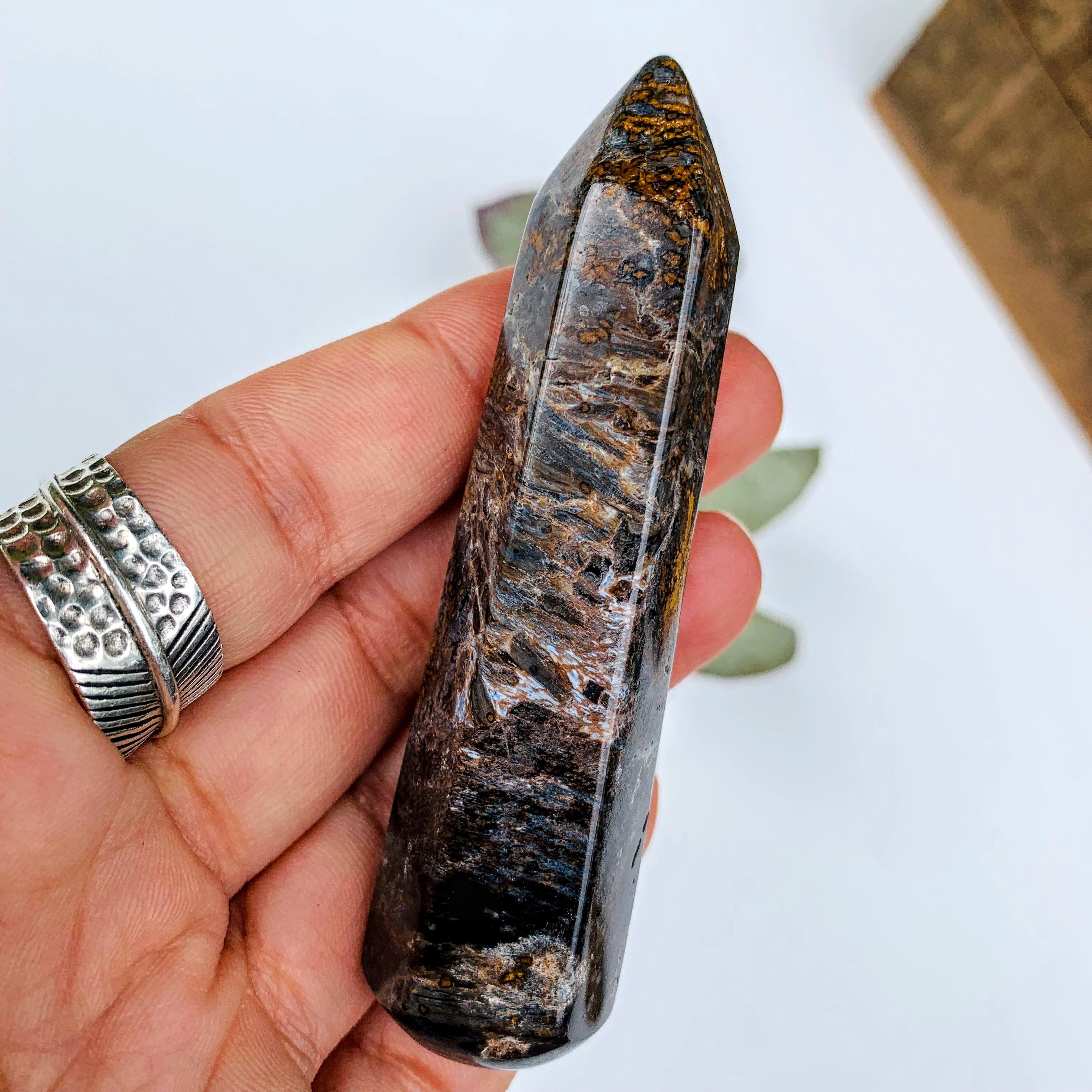 Unique & Stunning Healing Pietersite Wand Carving #2 - Earth Family Crystals