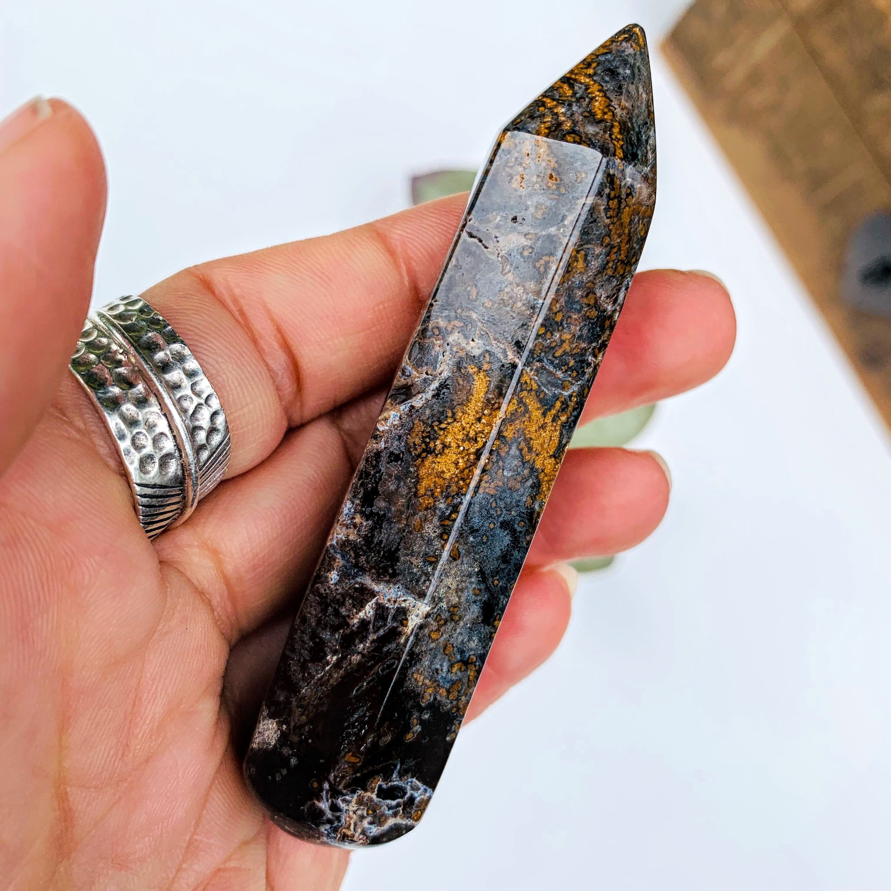 Unique & Stunning Healing Pietersite Wand Carving #2 - Earth Family Crystals