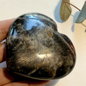 Extreme Shimmer Black Moonstone Heart Carving ~Locality Madagascar - Earth Family Crystals