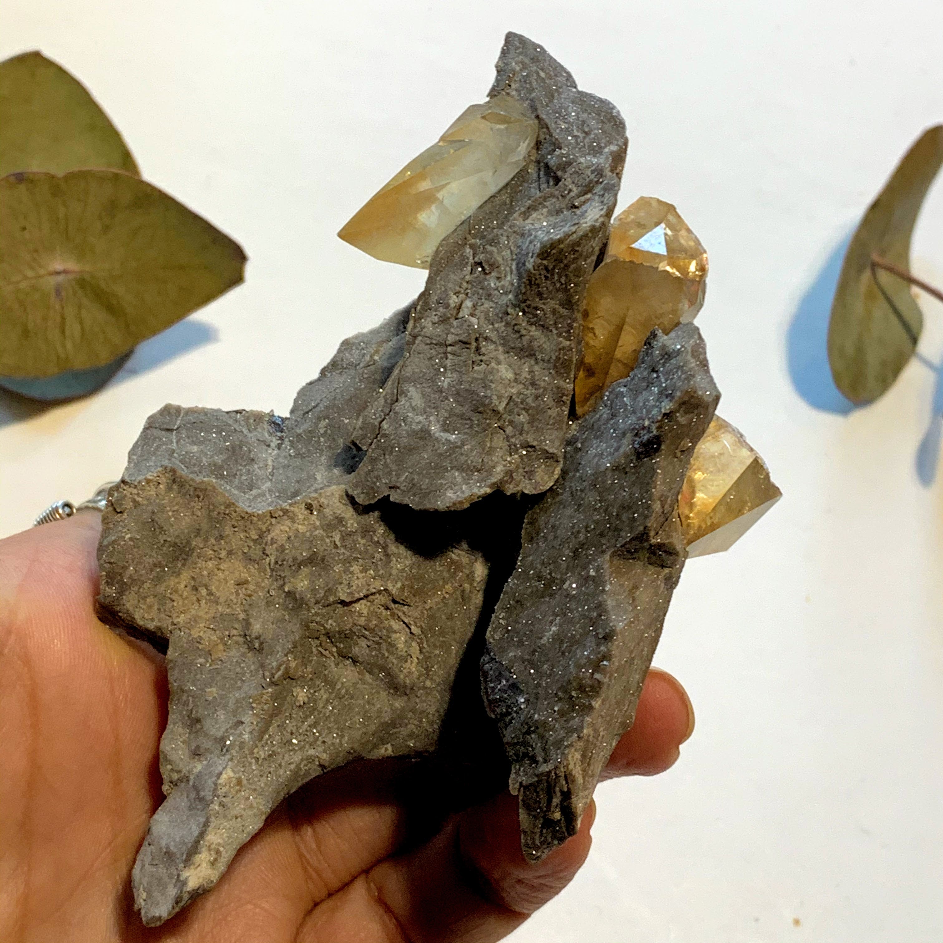 Famous Locality~Elmwood Mine Golden Stellar Beam Calcite Points nestled in Shimmering Chunky Rock Matrix - Earth Family Crystals