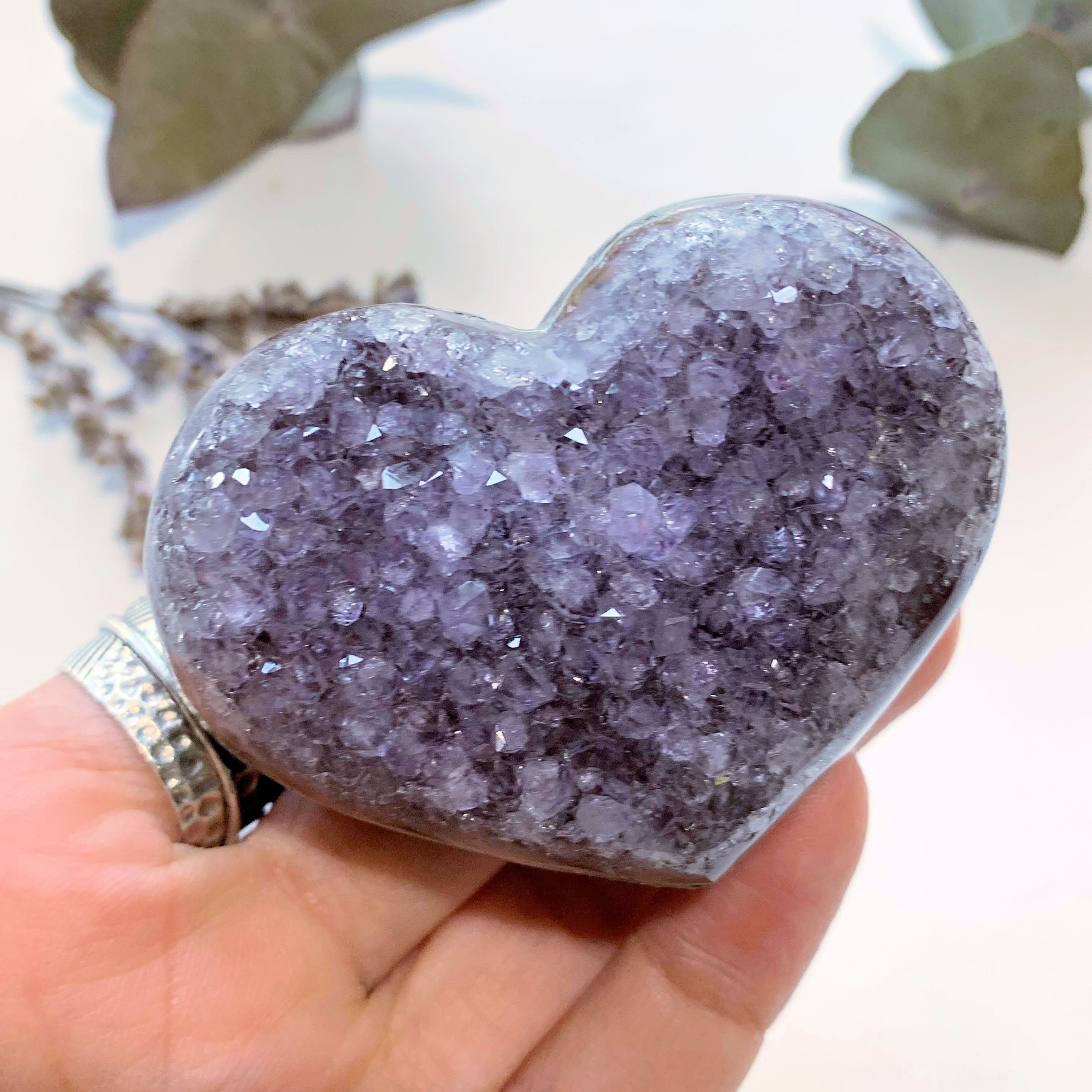 Delightful Sparkle Lavender Amethyst Druzy Love Heart~ Locality Uruguay - Earth Family Crystals