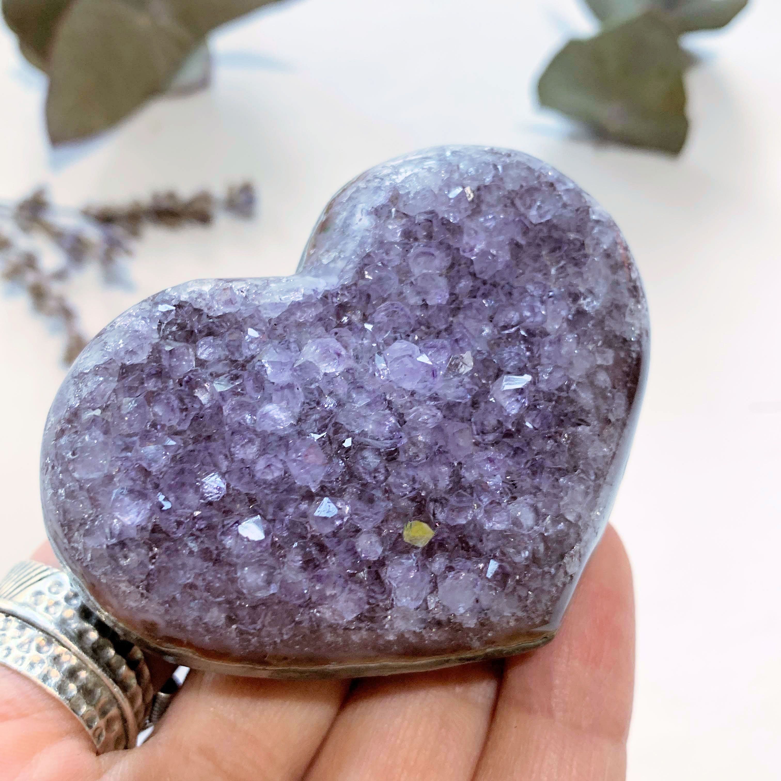 Delightful Sparkle Lavender Amethyst Druzy Love Heart~ Locality Uruguay - Earth Family Crystals