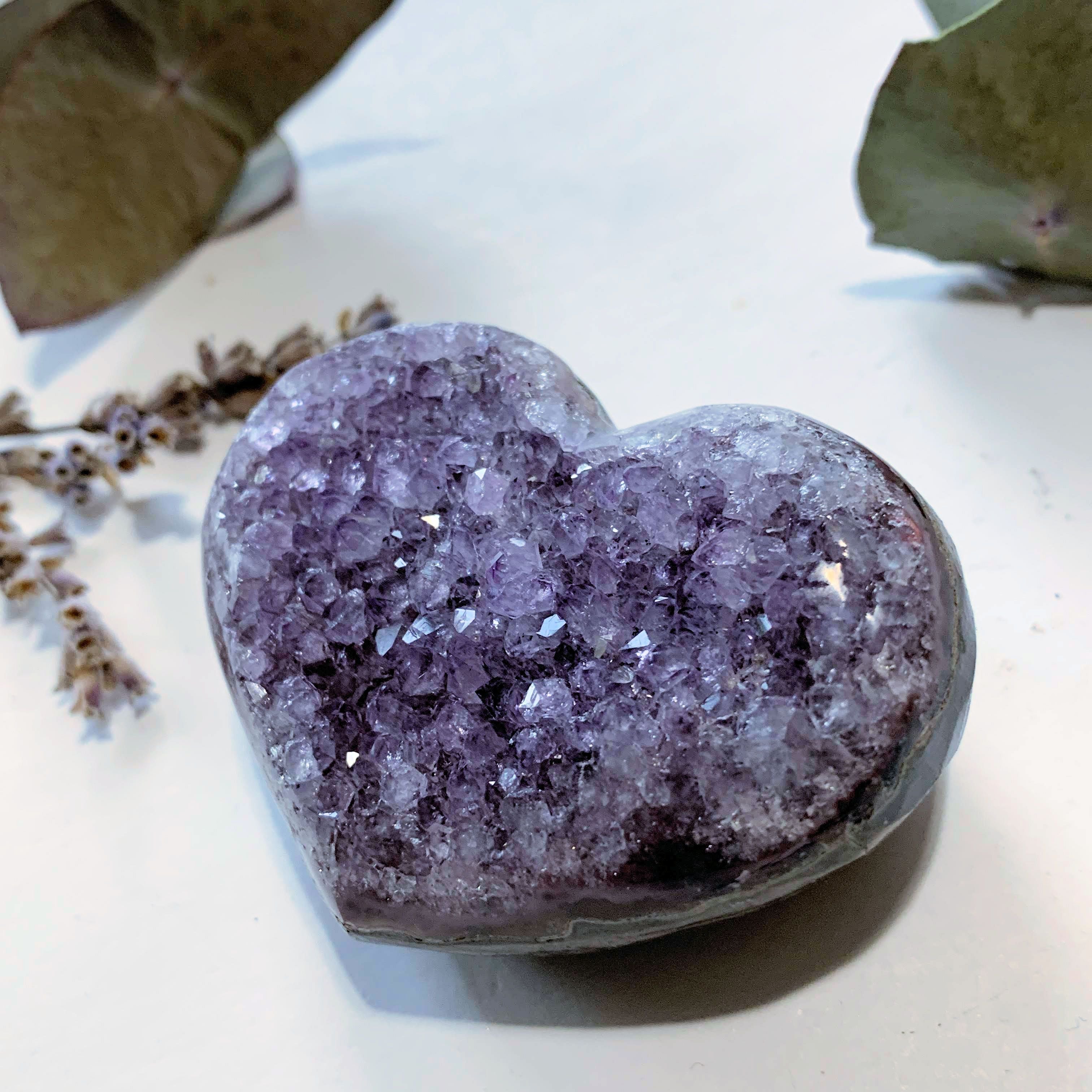 Delightful Sparkle Lavender Amethyst Druzy Love Heart~ Locality Uruguay - Earth Family Crystals