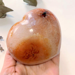 Uplifting Orange Carnelian Large Love Heart With Deep Druzy Cave ~Locality Madagascar - Earth Family Crystals