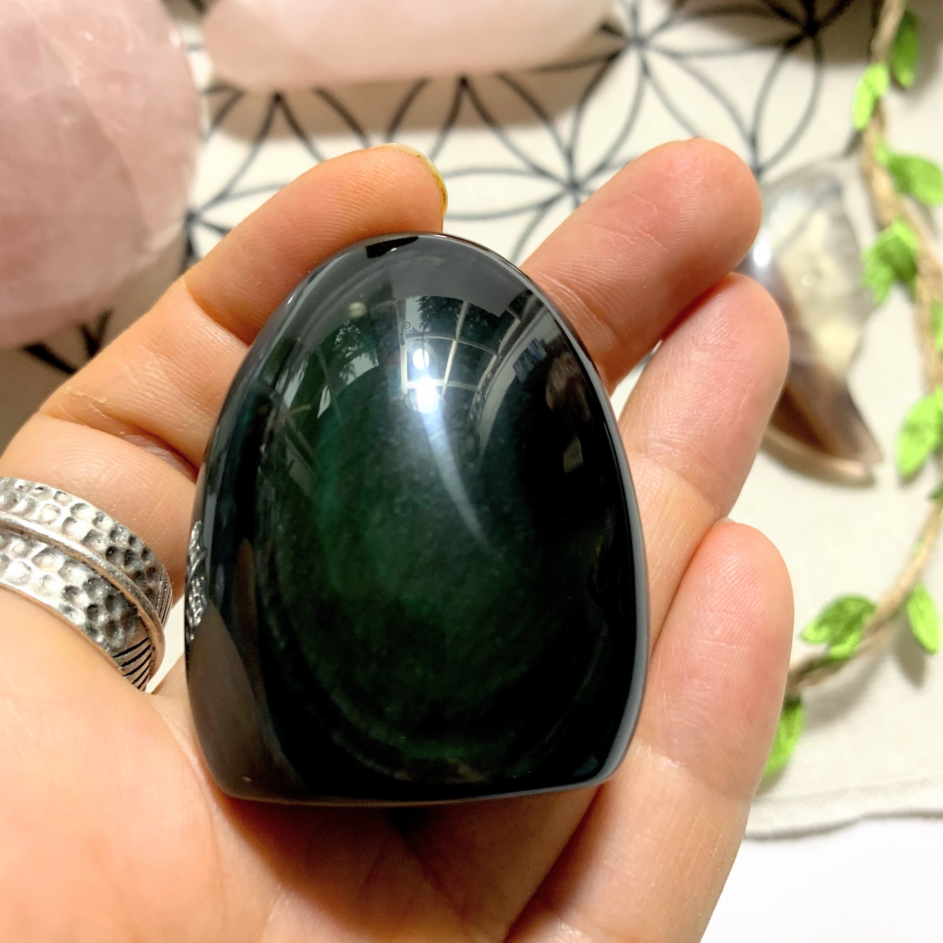 Rainbow Black Obsidian Display Standing Small Carving