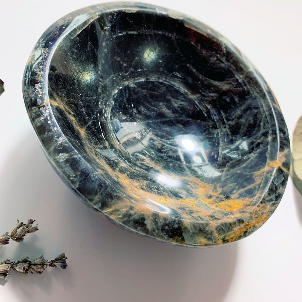 Black Moonstone Bowl XL Carving~ Ideal to Hold  Jewelry & Crystals - Earth Family Crystals
