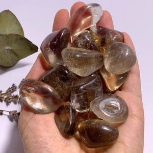 Set of 2 ~Optical Smoky Quartz Tumbled Stones~Locality Brazil