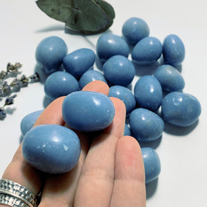 Set of 2~Creamy Blue Angelite Tumbled Stone From Peru