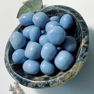 Set of 2~Creamy Blue Angelite Tumbled Stone From Peru