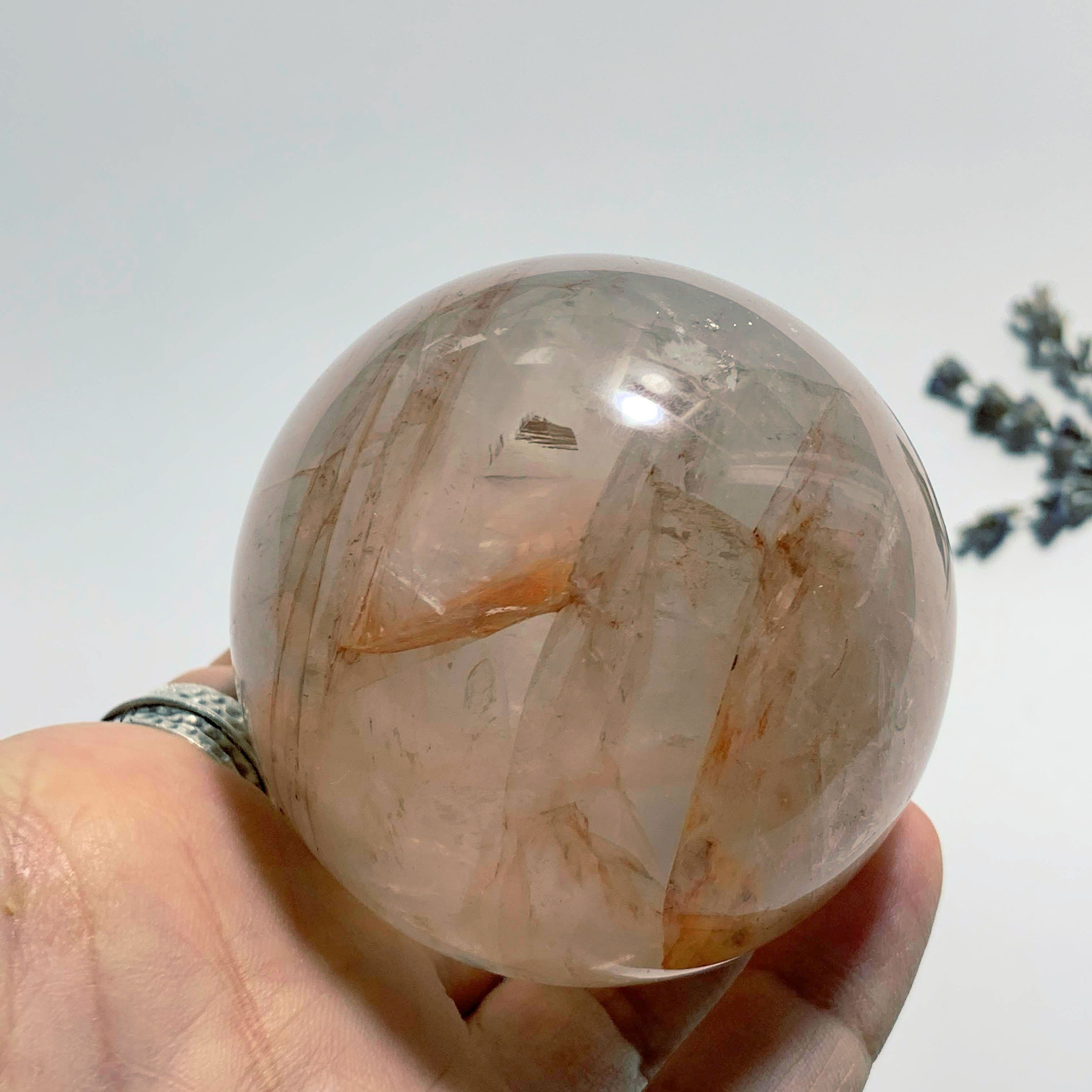 Optical Red Hematoid Quartz Large Sphere Carving~Locality Madagascar