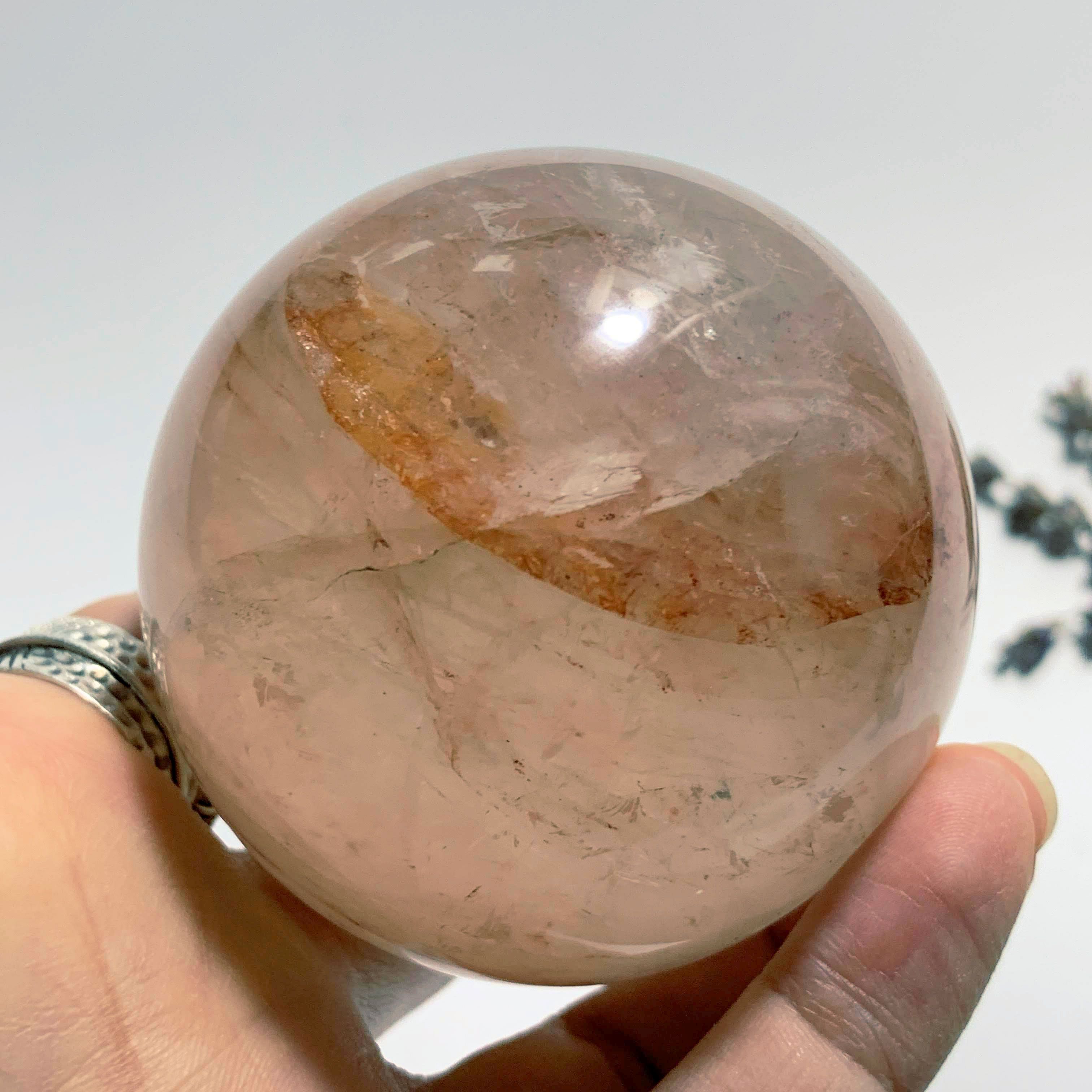 Optical Red Hematoid Quartz Large Sphere Carving~Locality Madagascar
