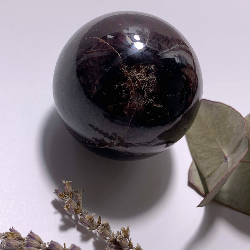 Divine Deep Burgundy Garnet Large Sphere Carving ~ Locality India - Earth Family Crystals