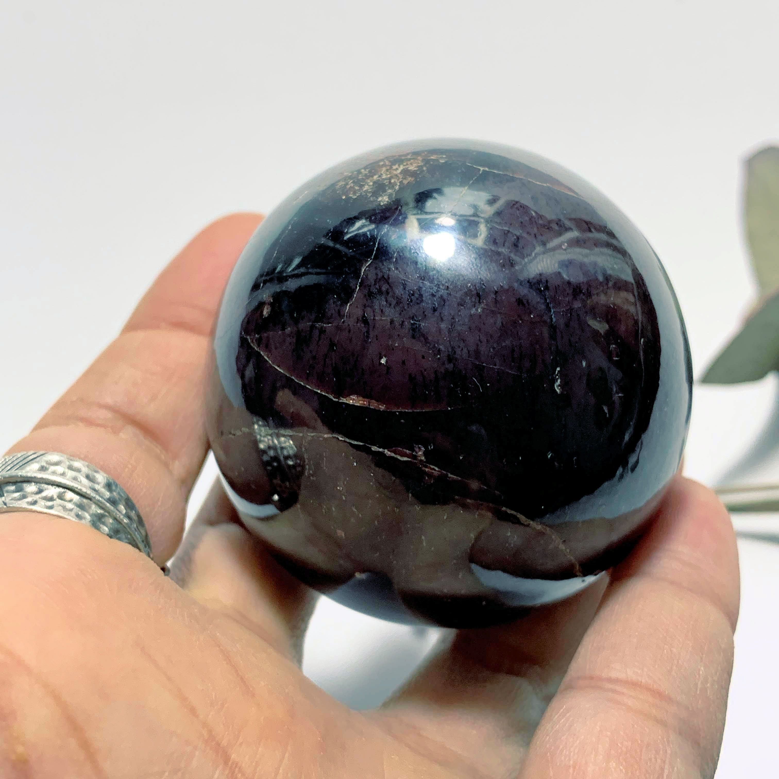 Divine Deep Burgundy Garnet Large Sphere Carving ~ Locality India - Earth Family Crystals