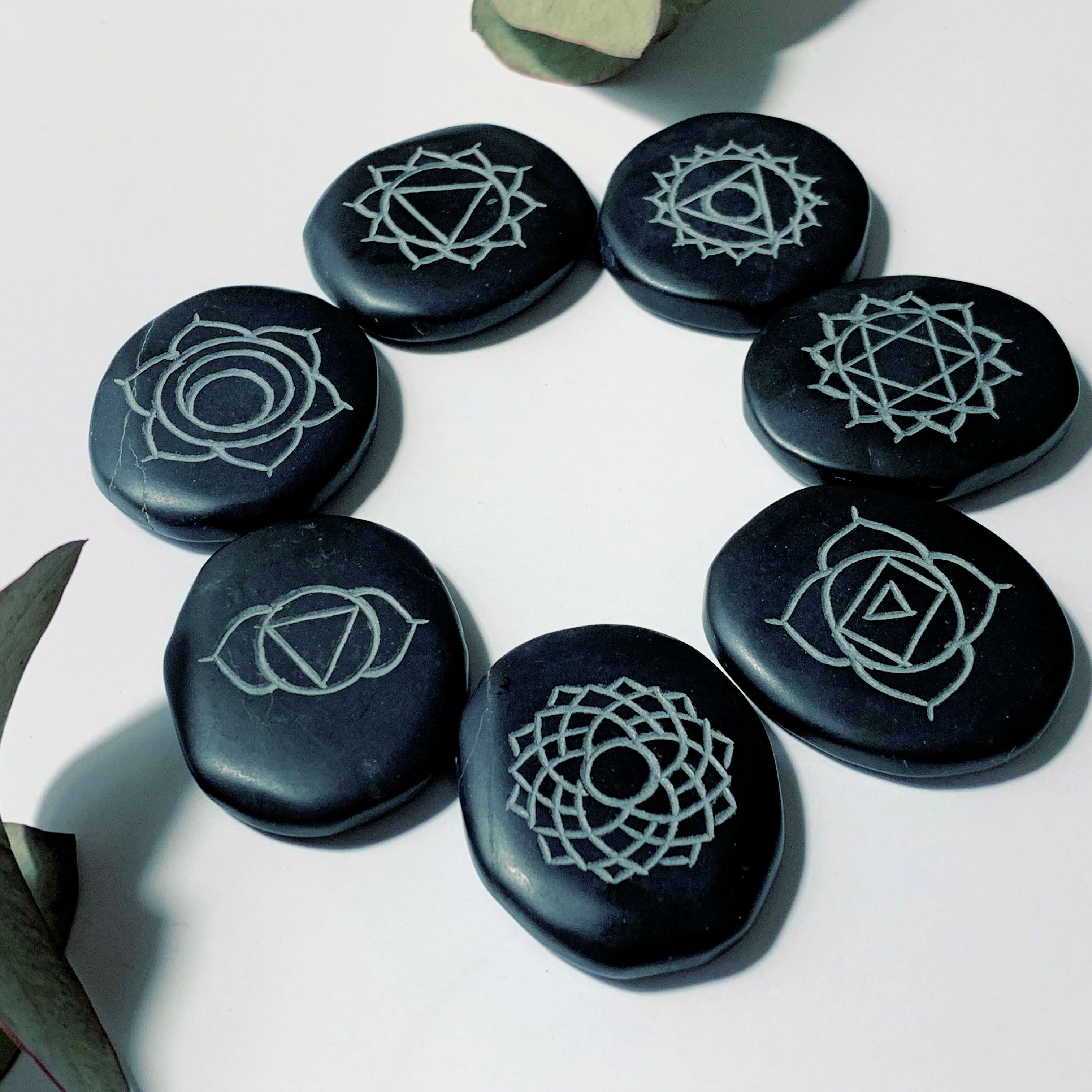 Sacred Himalayan Chakra Flat 7 Stone Set ( Ideal For Hot Stone Massage)