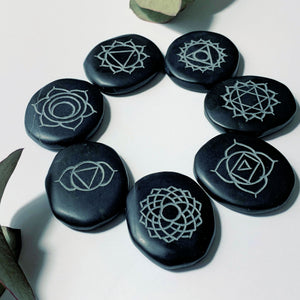 Sacred Himalayan Chakra Flat 7 Stone Set ( Ideal For Hot Stone Massage)