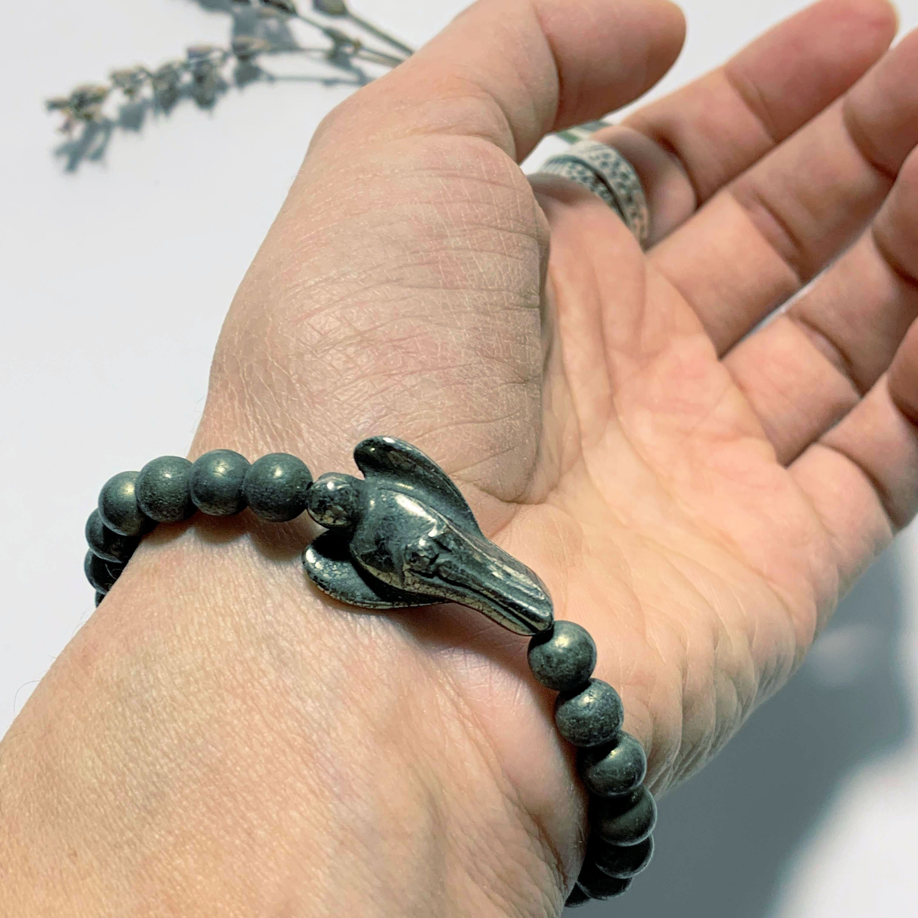 Golden Pyrite Angel Beaded  Adjustable Bracelet - Earth Family Crystals