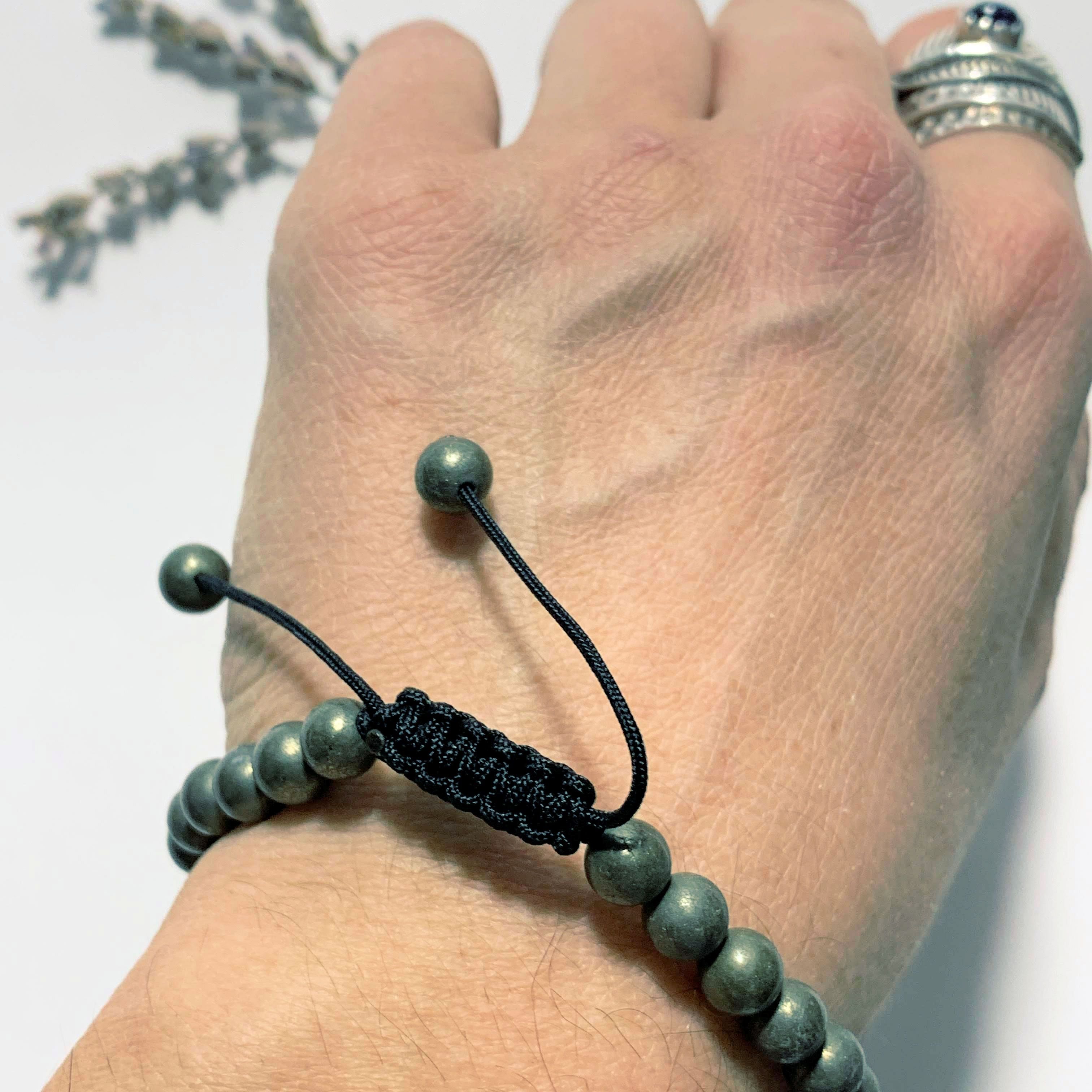 Golden Pyrite Angel Beaded  Adjustable Bracelet - Earth Family Crystals