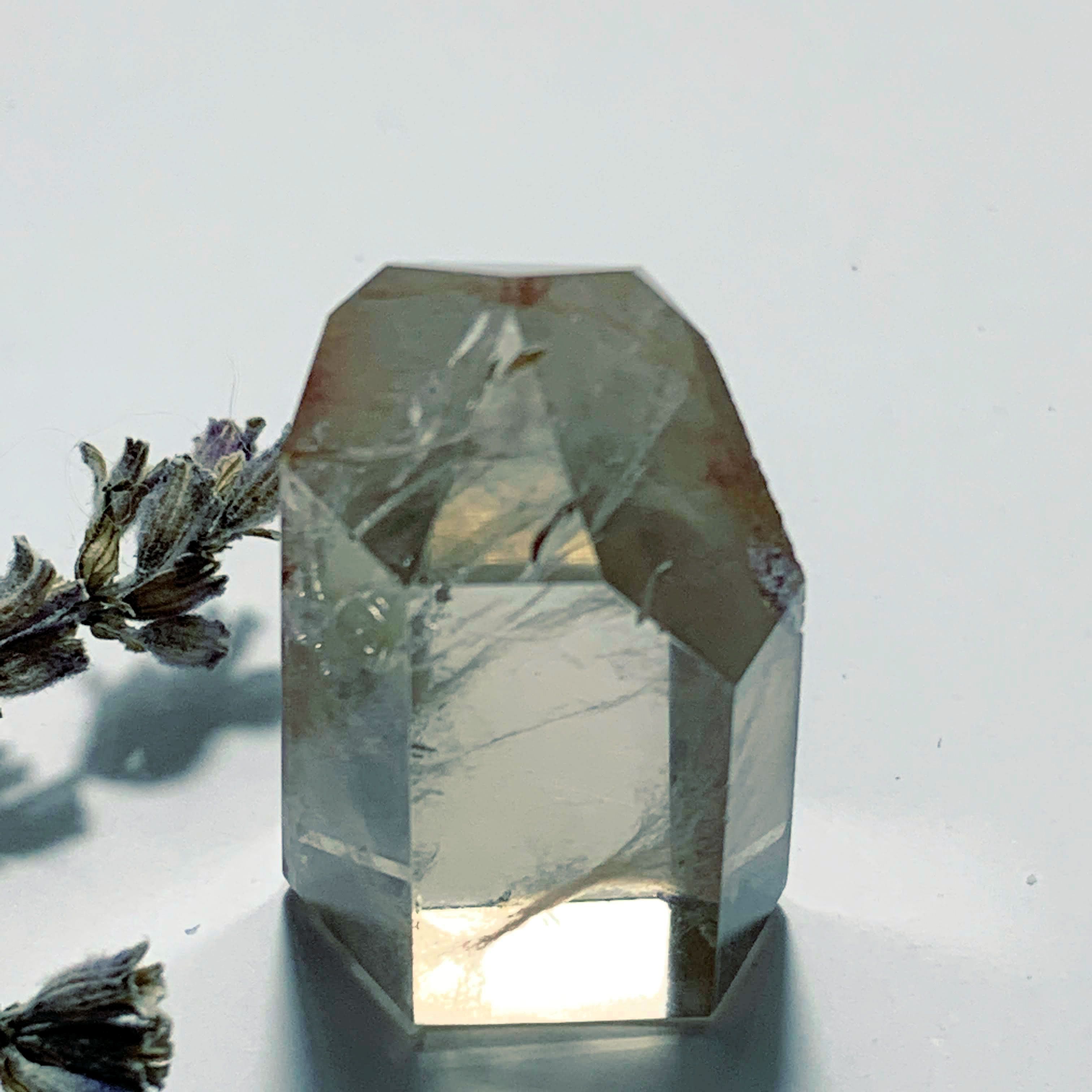 Cute Angel Phantom Quartz Small Standing Point From Brazil - Earth Family Crystals