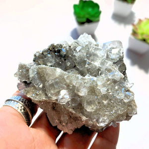 Sparkling Natural Clear Calcite With Caves & Chalcopyrite Inclusions From Linwood Mine, NY