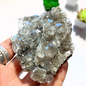 Sparkling Natural Clear Calcite With Caves & Chalcopyrite Inclusions From Linwood Mine, NY