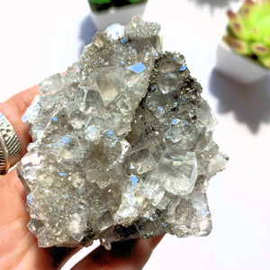 Sparkling Natural Clear Calcite With Caves & Chalcopyrite Inclusions From Linwood Mine, NY